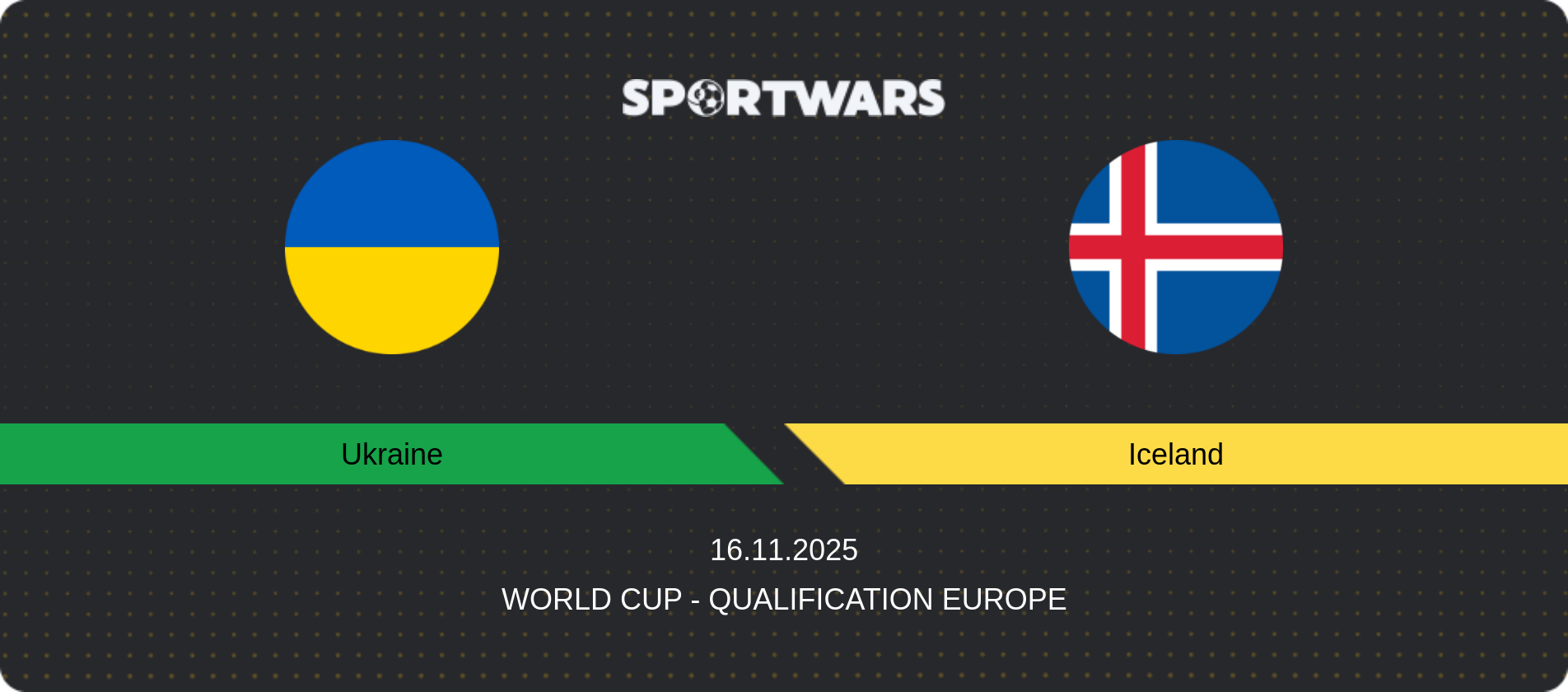 Match prediction Ukraine — Iceland, World Cup - Qualification Europe, 16.11.2025