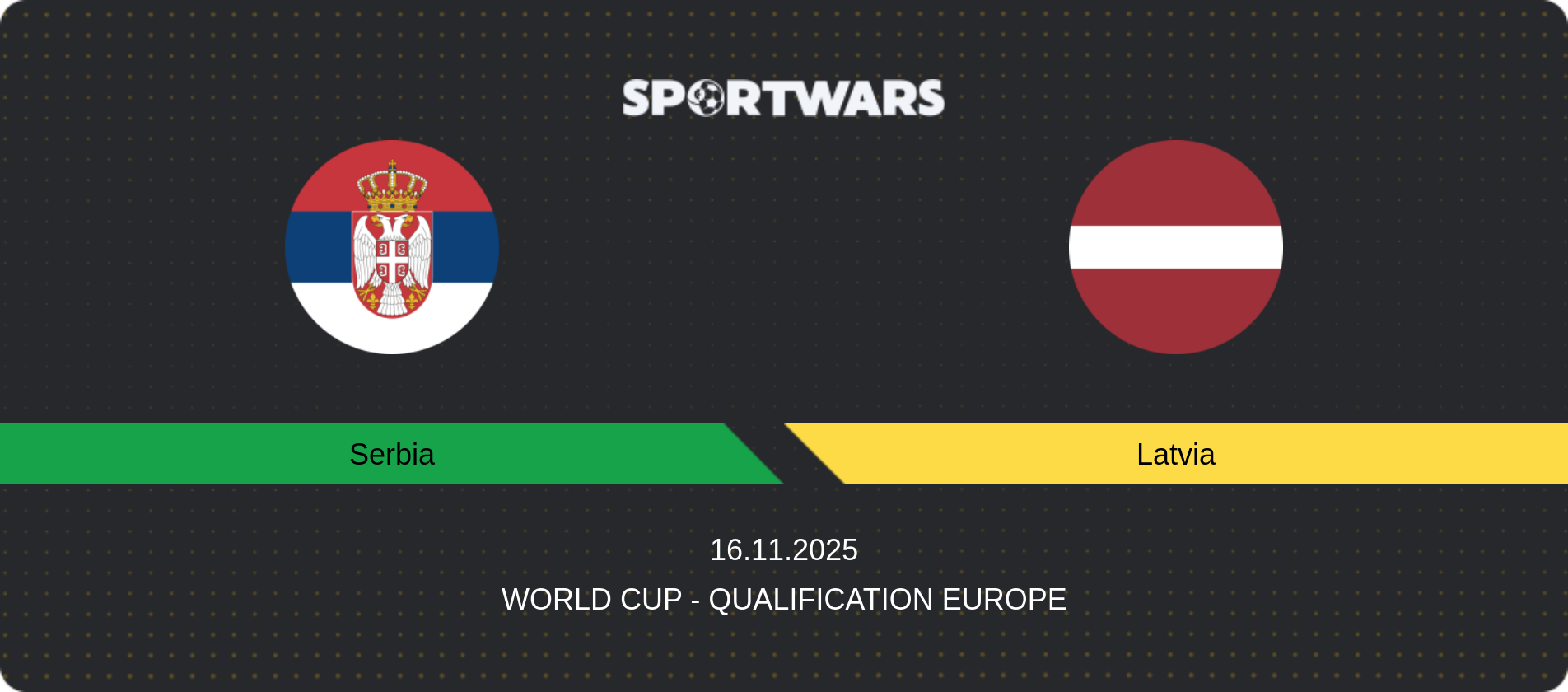 Match prediction Serbia — Latvia, World Cup - Qualification Europe, 16.11.2025