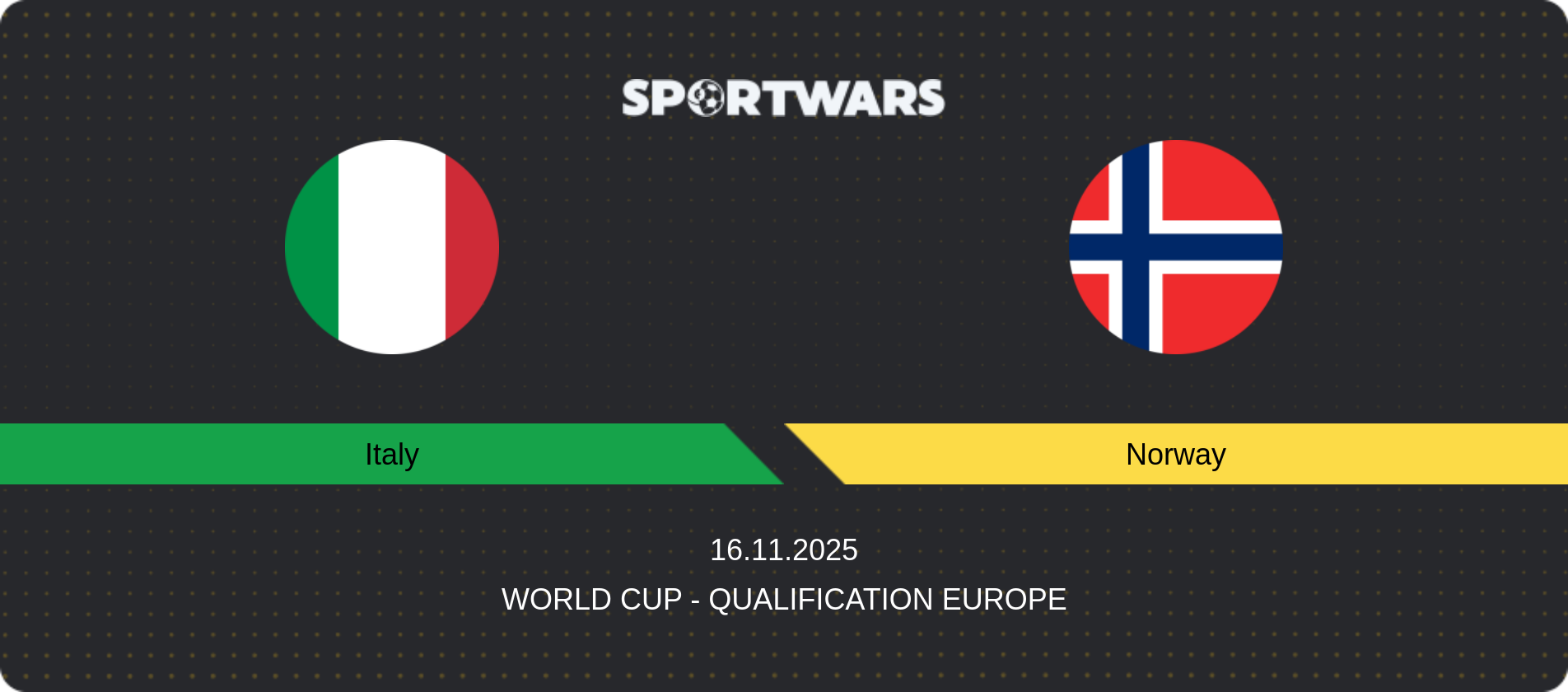Match prediction Italy — Norway, World Cup - Qualification Europe, 16.11.2025