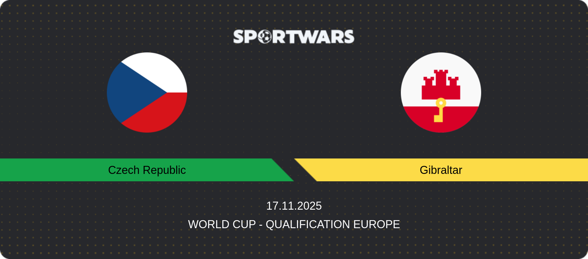 Match prediction Czech Republic — Gibraltar, World Cup - Qualification Europe, 17.11.2025
