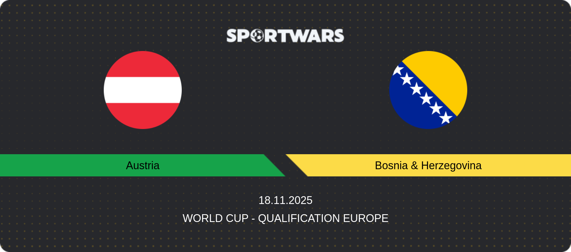 Match prediction Austria — Bosnia & Herzegovina, World Cup - Qualification Europe, 18.11.2025