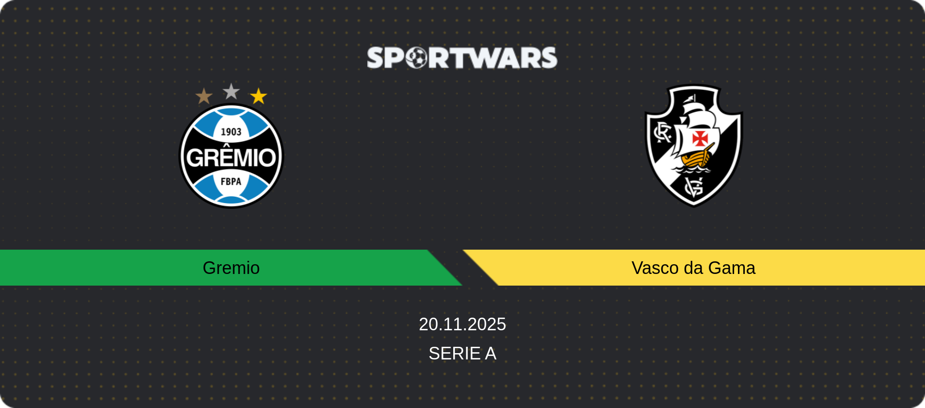 Match prediction Gremio — Vasco da Gama, Serie A, 20.11.2025