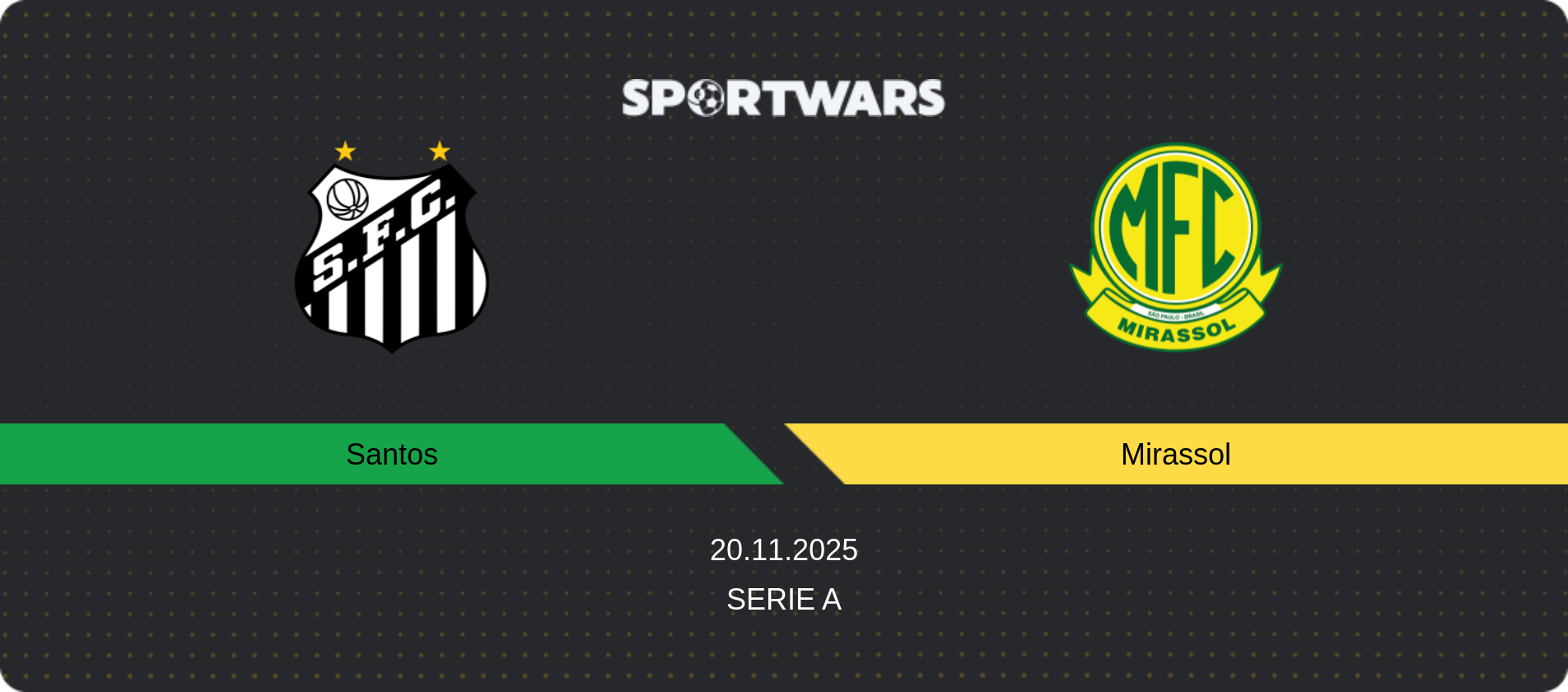 Match prediction Santos — Mirassol, Serie A, 20.11.2025