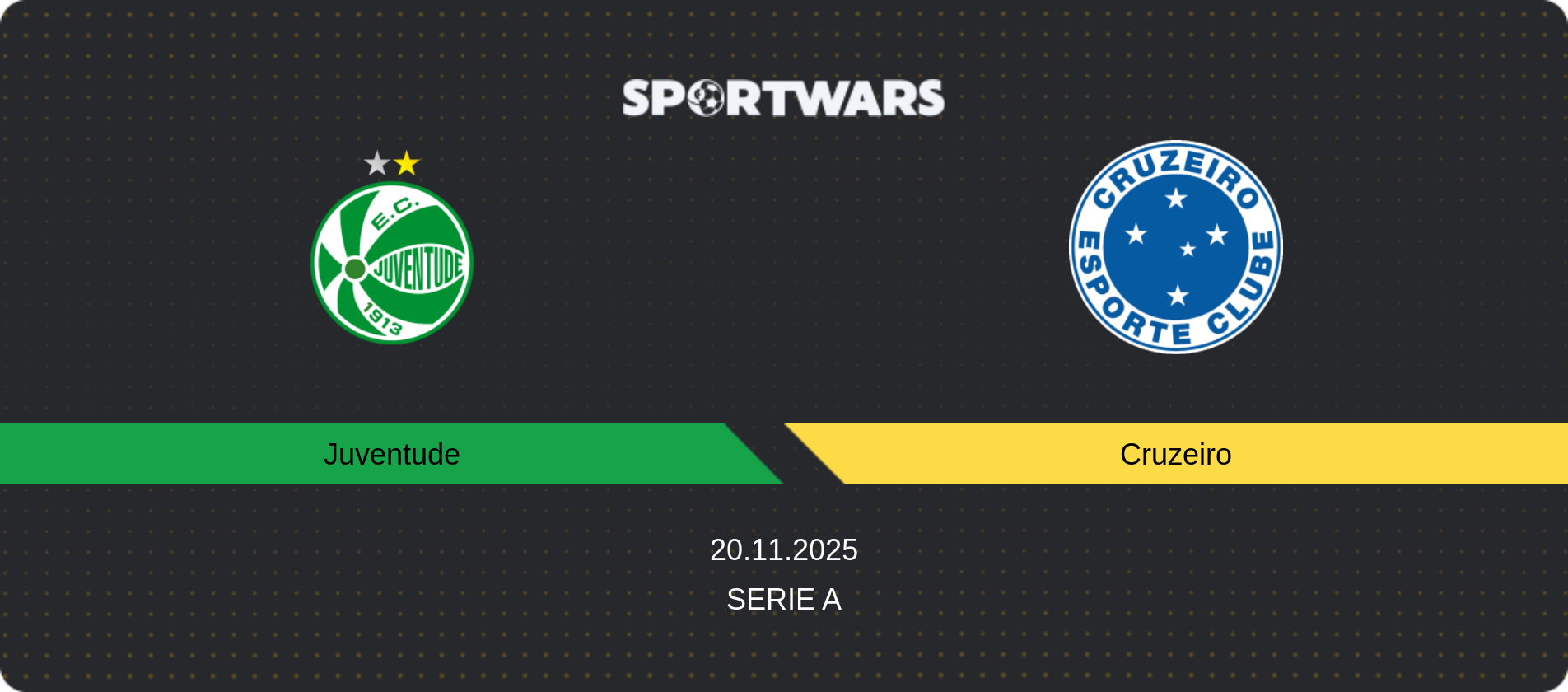 Match prediction Juventude — Cruzeiro, Serie A, 20.11.2025