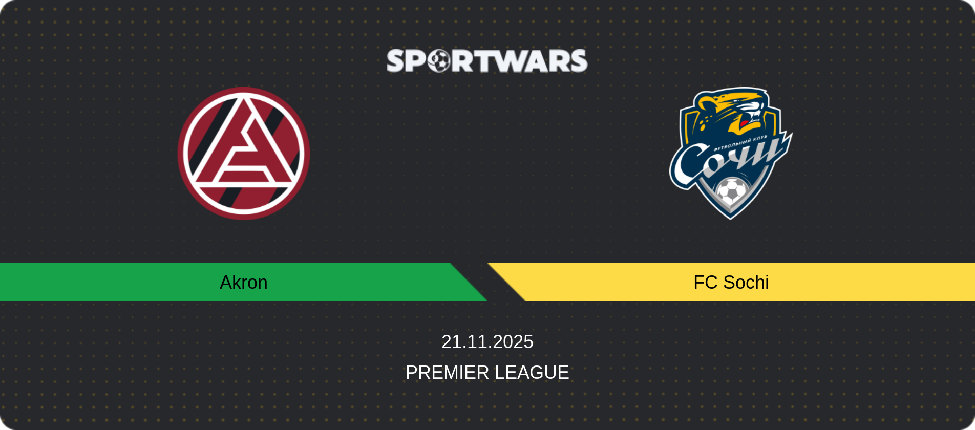 Match prediction Akron — FC Sochi, Premier League, 21.11.2025