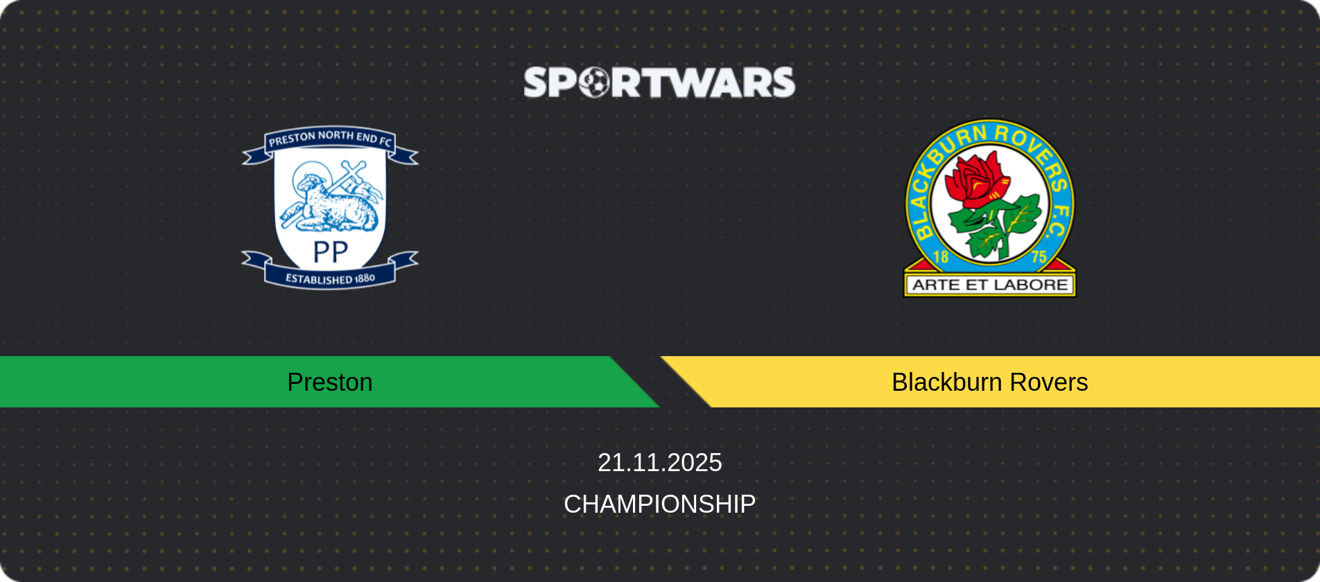 Match prediction Preston — Blackburn Rovers, Championship, 21.11.2025