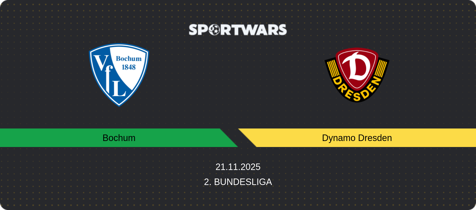 Match prediction Bochum — Dynamo Dresden, 2. Bundesliga, 21.11.2025