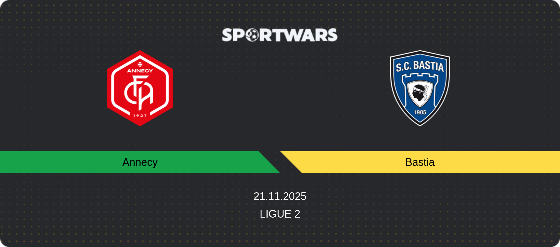 Match prediction Annecy — Bastia, Ligue 2, 21.11.2025