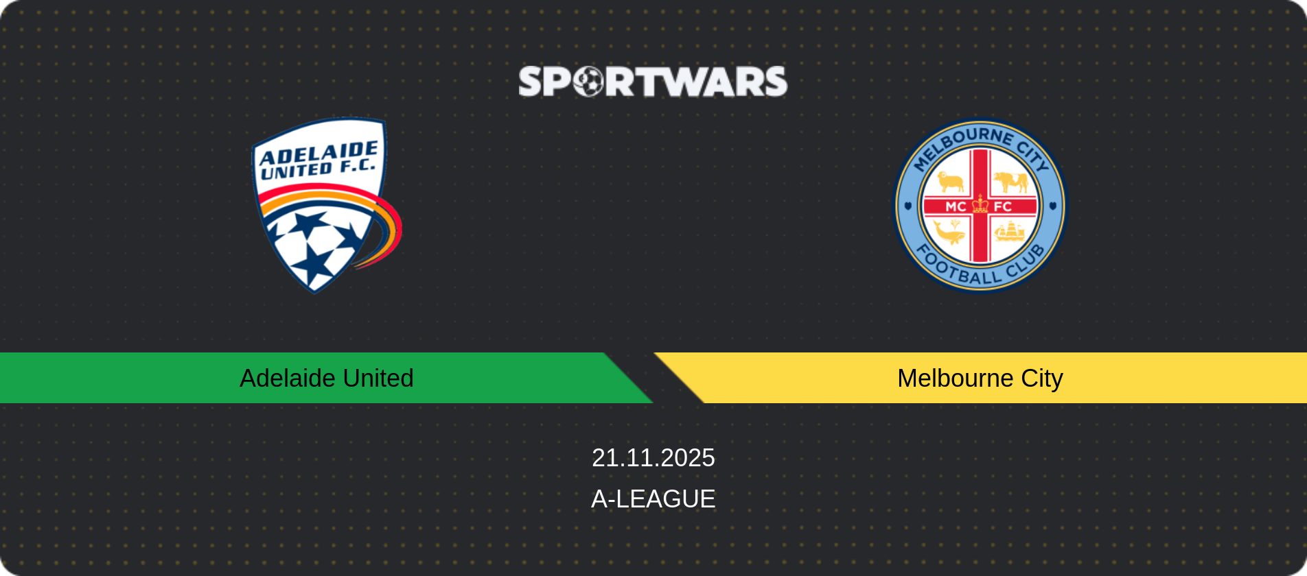 Match prediction Adelaide United — Melbourne City, A-League, 21.11.2025