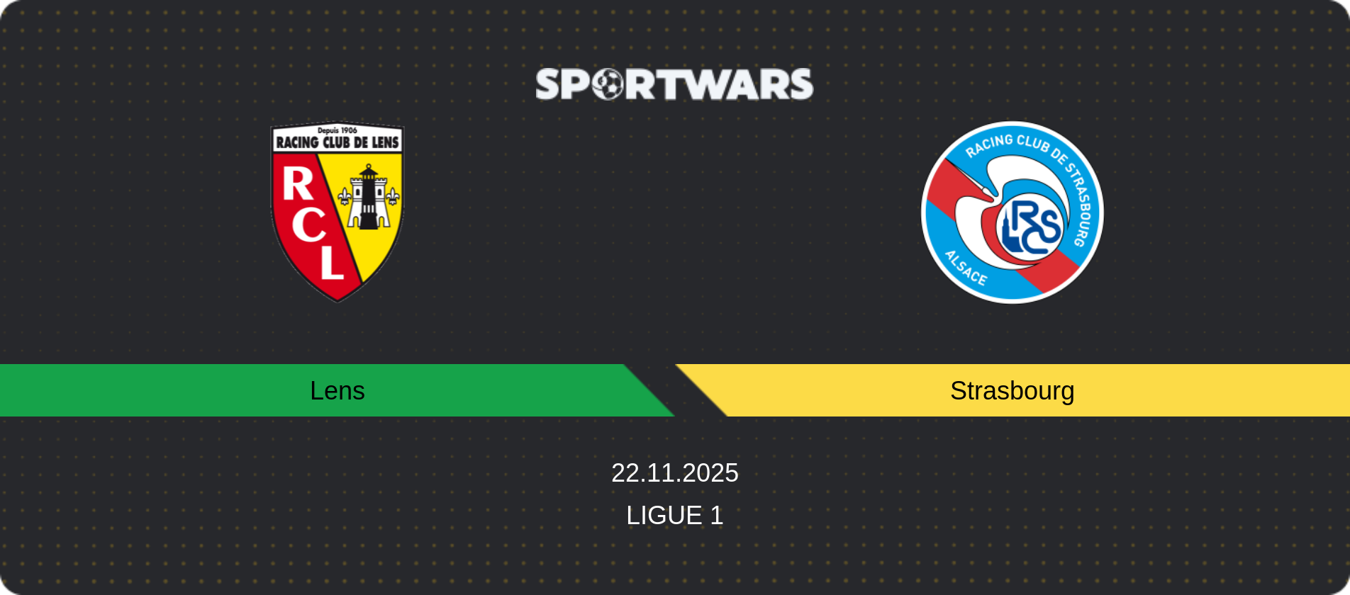 Match prediction Lens — Strasbourg, Ligue 1, 22.11.2025