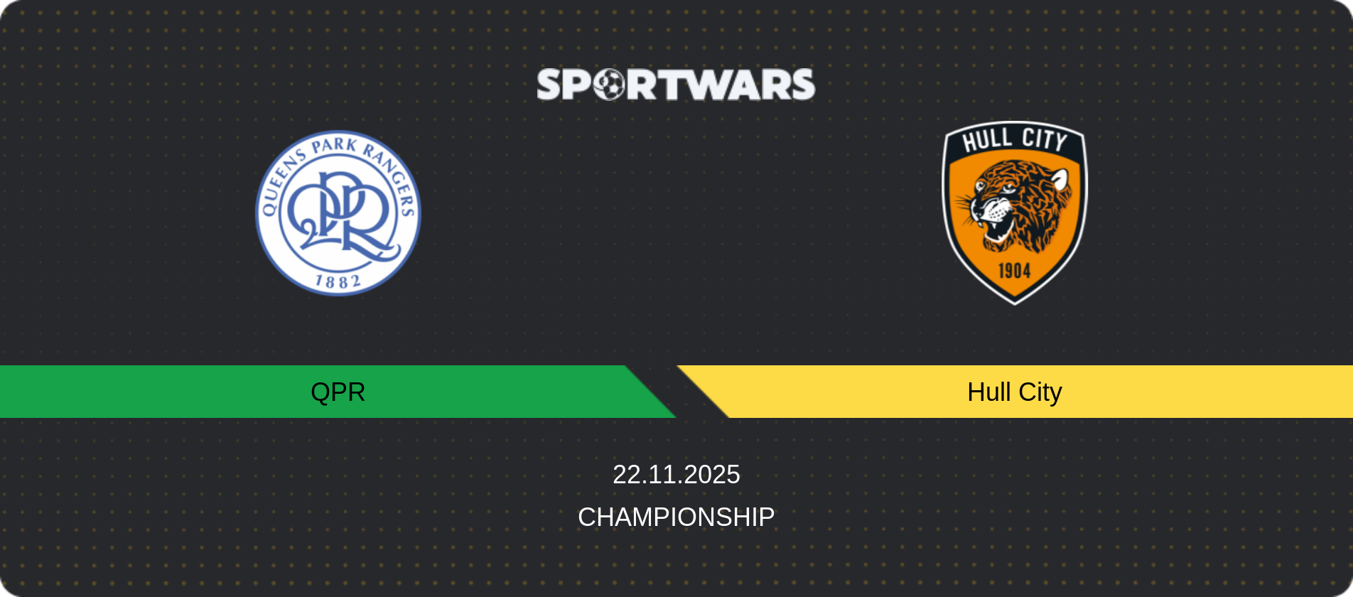 Match prediction QPR — Hull City, Championship, 22.11.2025
