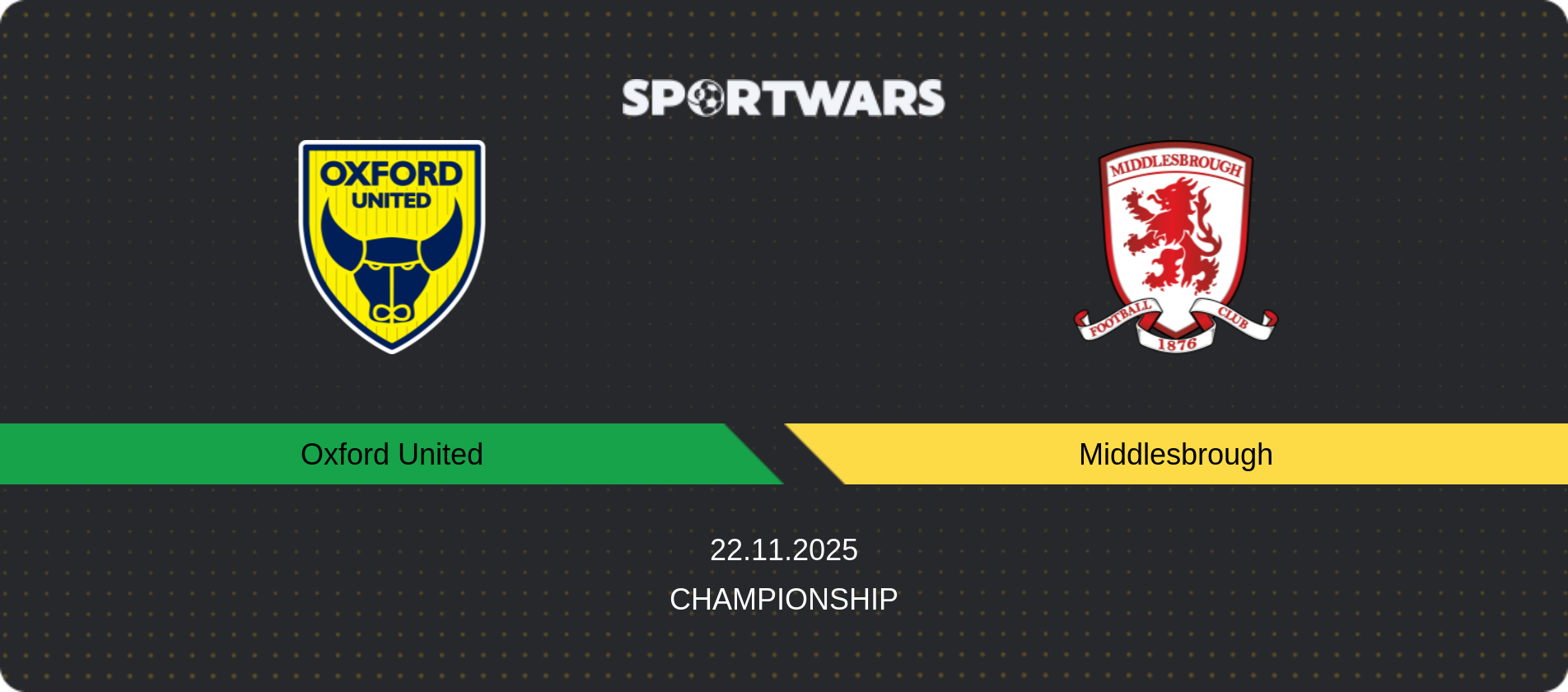 Match prediction Oxford United — Middlesbrough, Championship, 22.11.2025