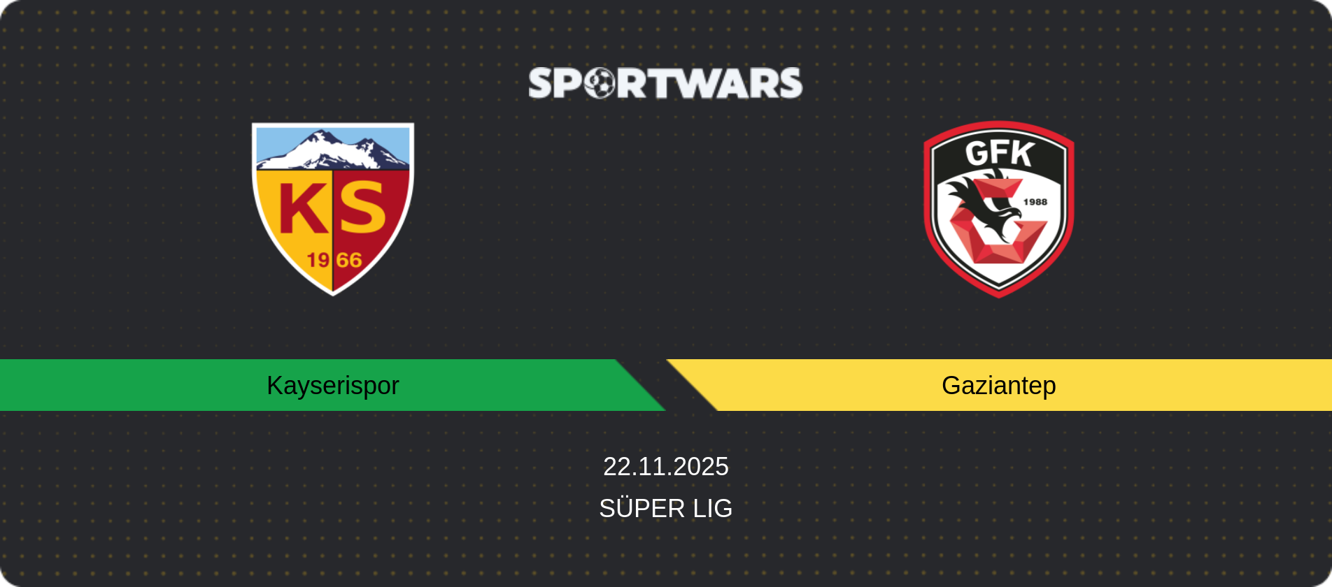 Match prediction Kayserispor — Gaziantep, Süper Lig, 22.11.2025