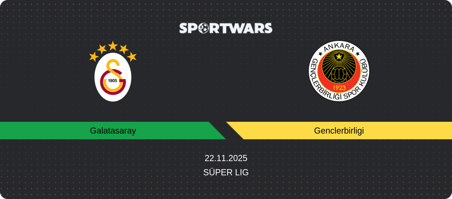 Match prediction Galatasaray — Genclerbirligi, Süper Lig, 22.11.2025
