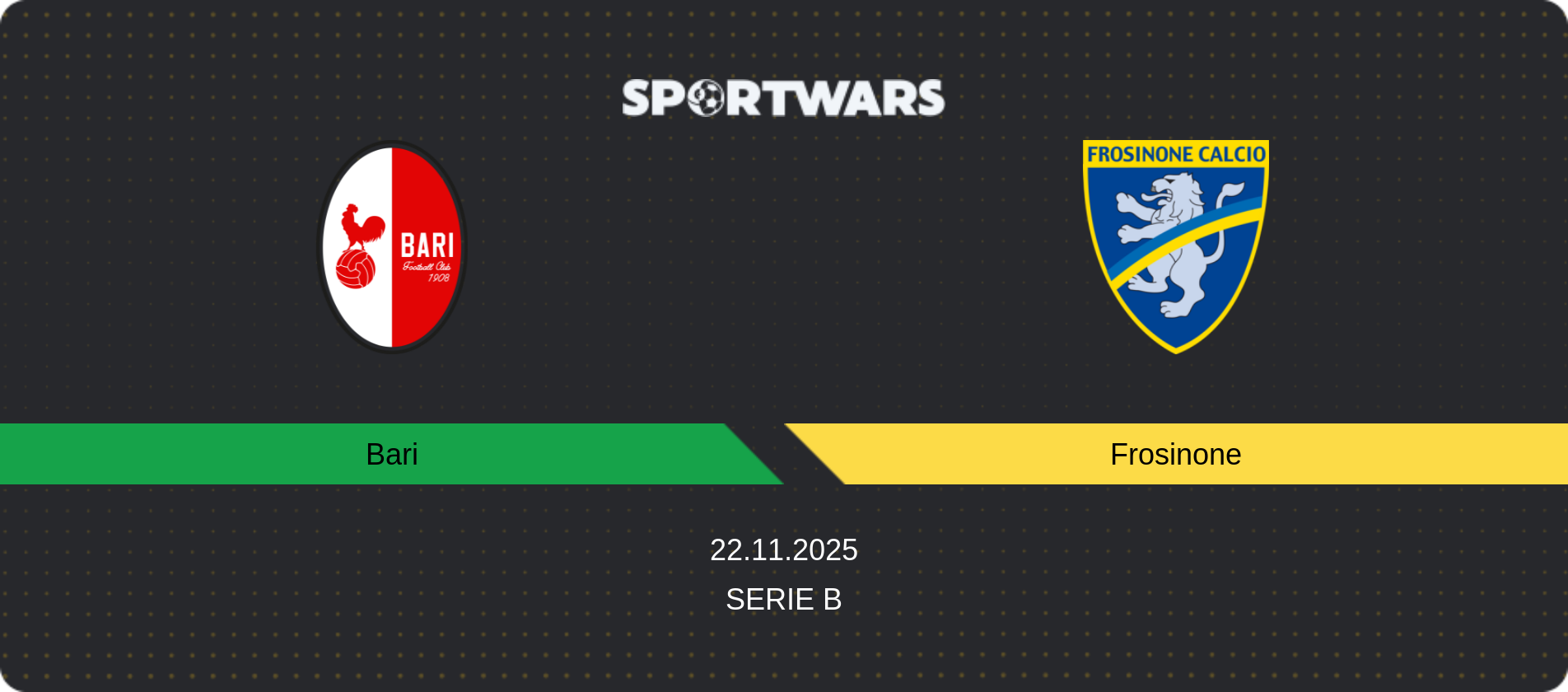 Match prediction Bari — Frosinone, Serie B, 22.11.2025