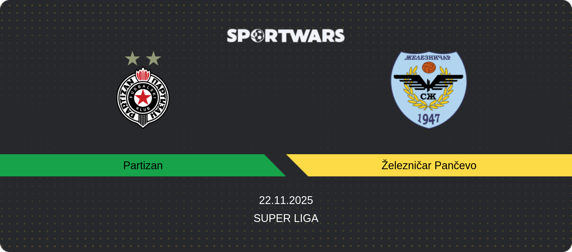 Match prediction Partizan — Železničar Pančevo, Super Liga, 22.11.2025
