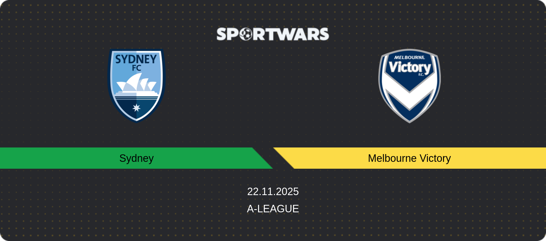 Match prediction Sydney — Melbourne Victory, A-League, 22.11.2025