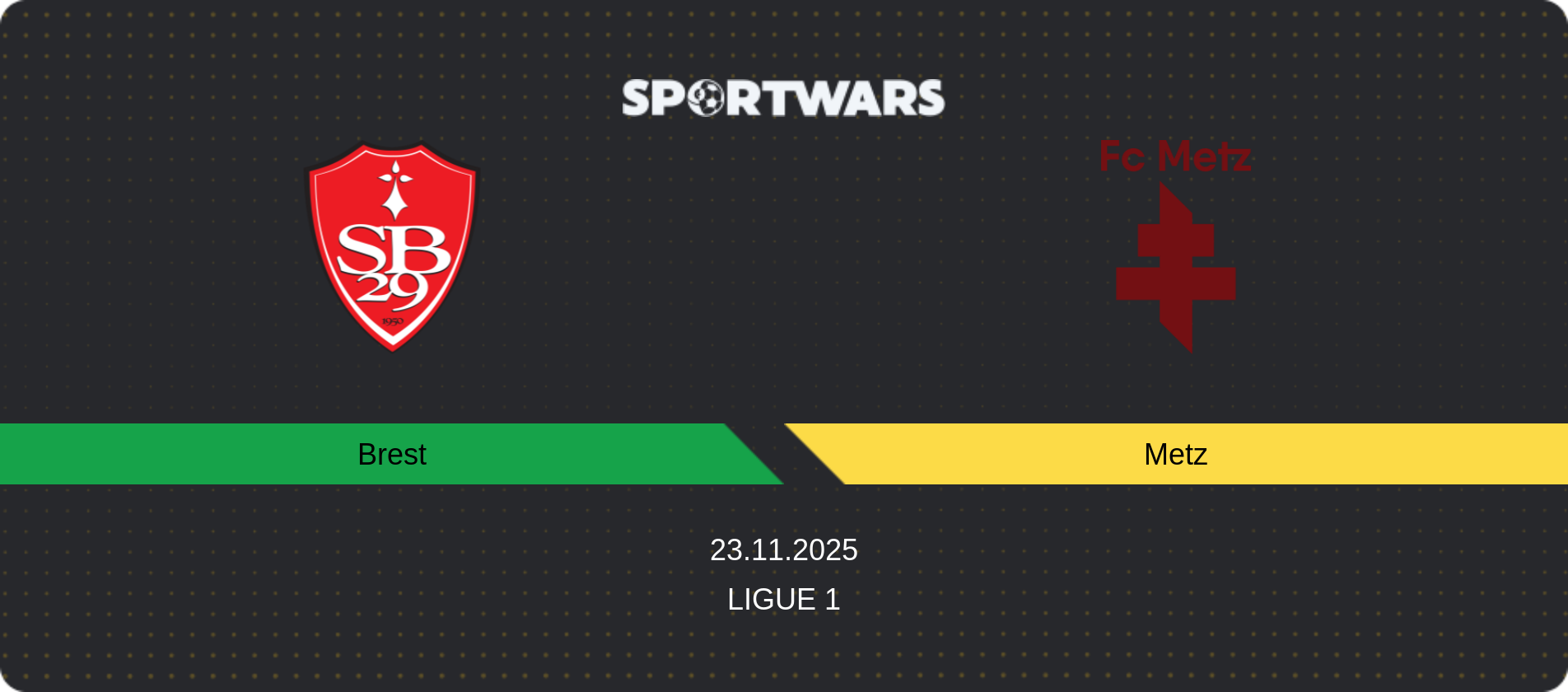 Match prediction Brest — Metz, Ligue 1, 23.11.2025