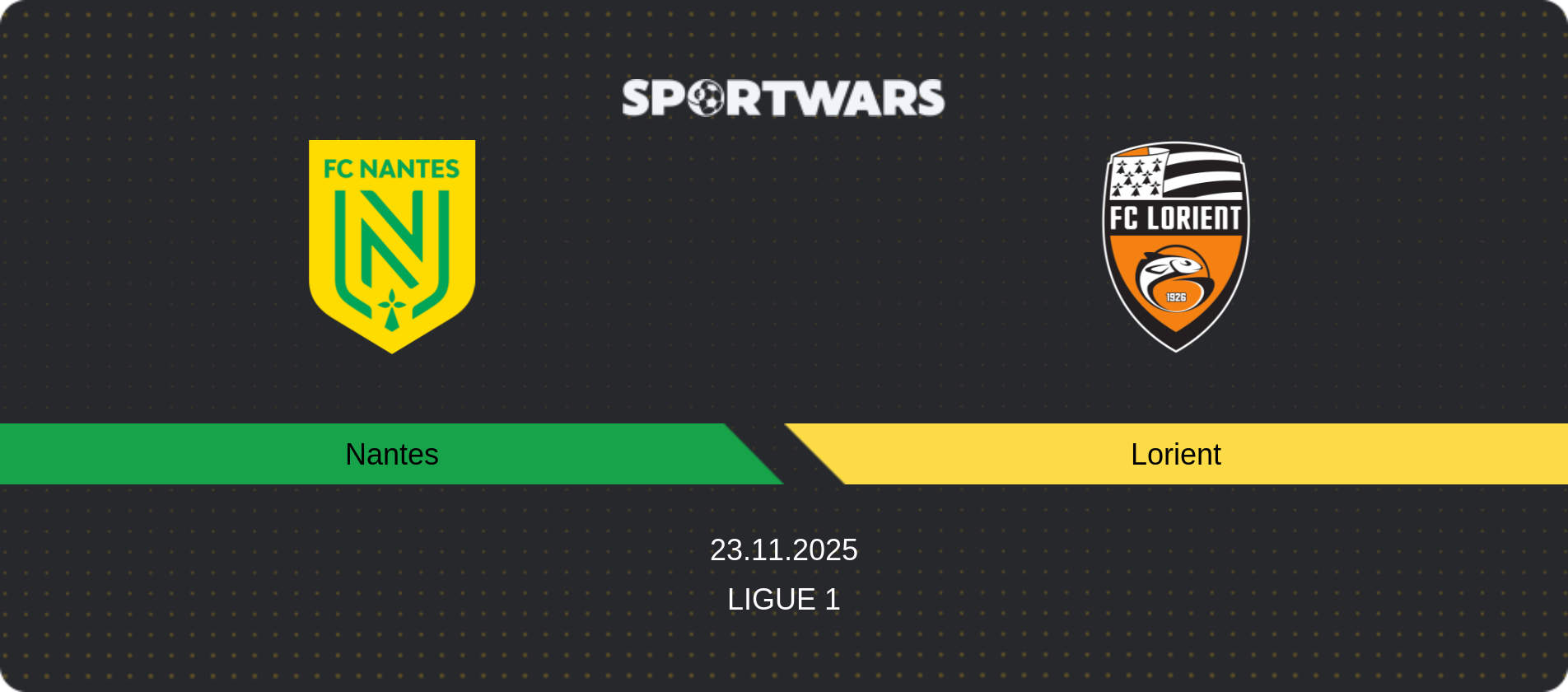 Match prediction Nantes — Lorient, Ligue 1, 23.11.2025