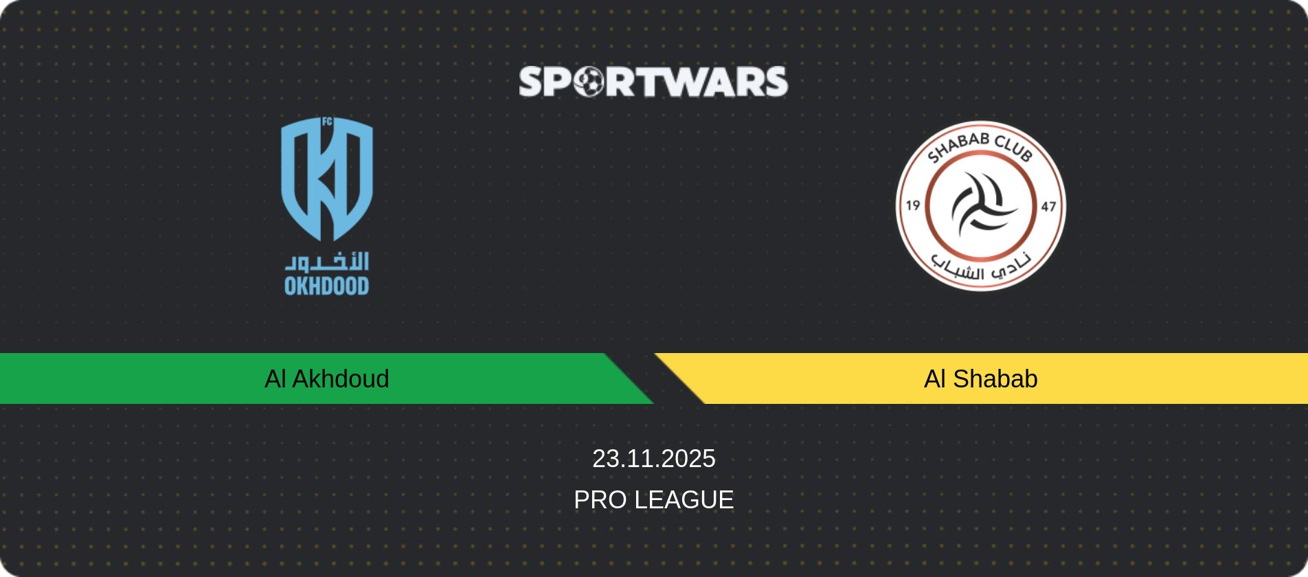 Match prediction Al Akhdoud — Al Shabab, Pro League, 23.11.2025