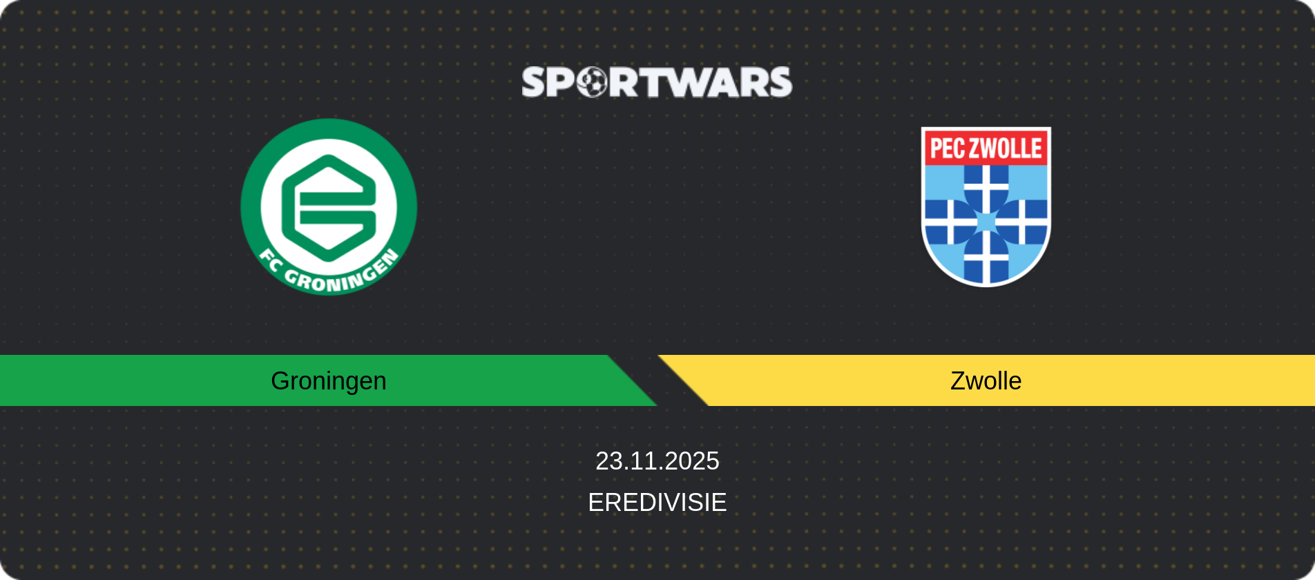Match prediction Groningen — Zwolle, Eredivisie, 23.11.2025