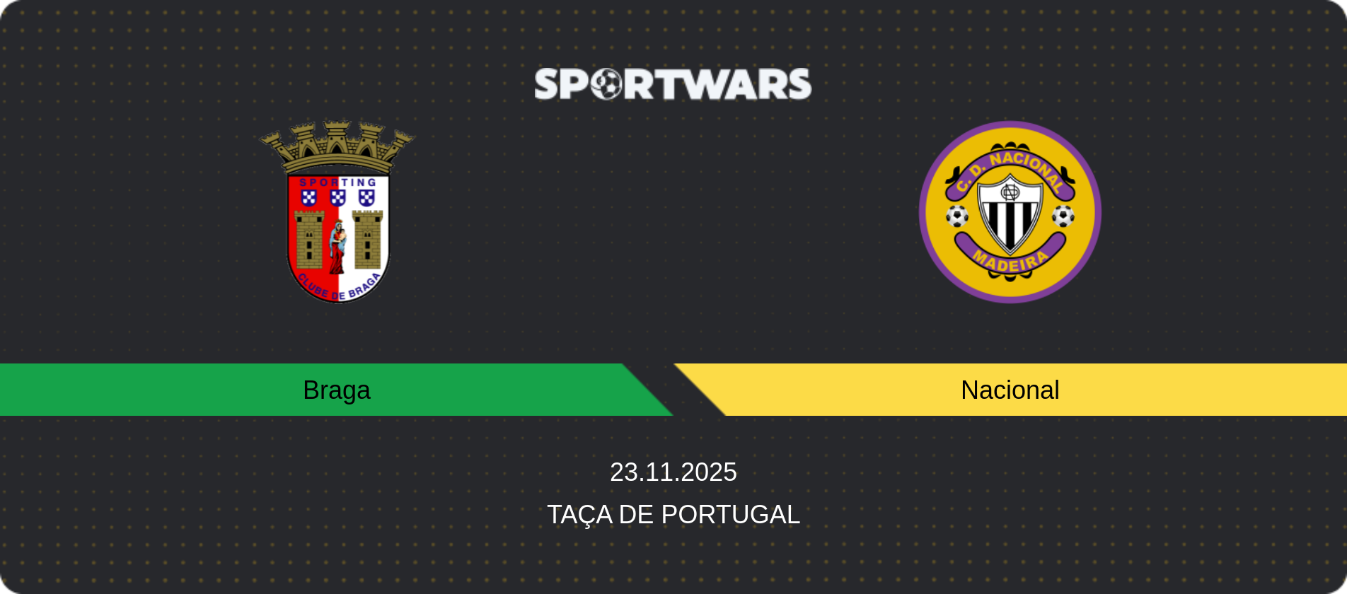 Match prediction Braga — Nacional, Taça de Portugal, 23.11.2025