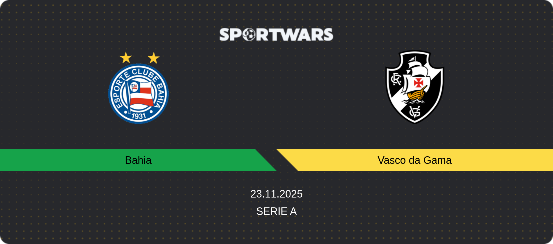 Match prediction Bahia — Vasco da Gama, Serie A, 23.11.2025