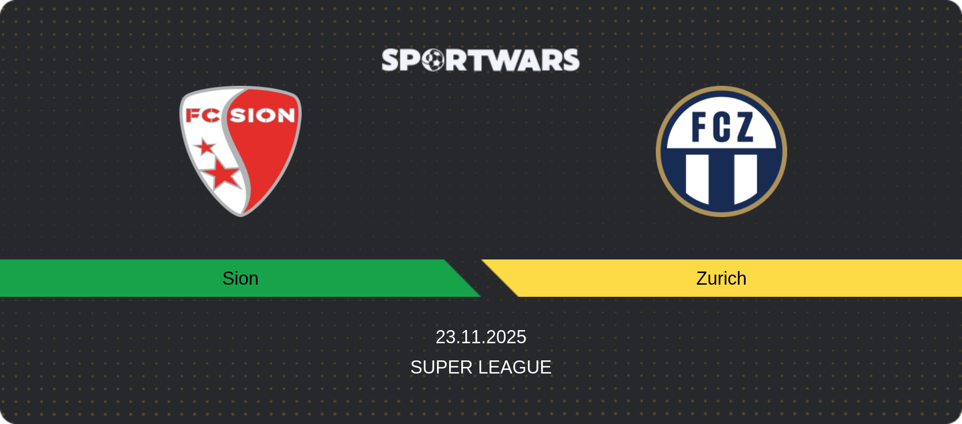 Match prediction Sion — Zurich, Super League, 23.11.2025