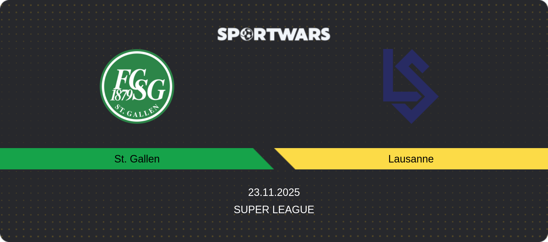 Match prediction St. Gallen — Lausanne, Super League, 23.11.2025