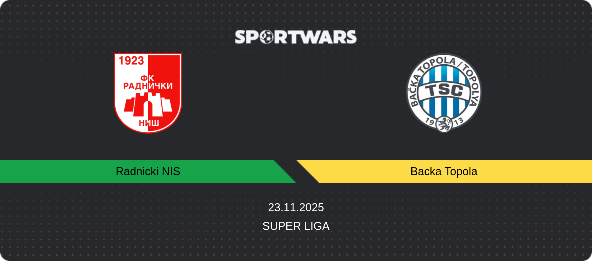 Match prediction Radnicki NIS — Backa Topola, Super Liga, 23.11.2025
