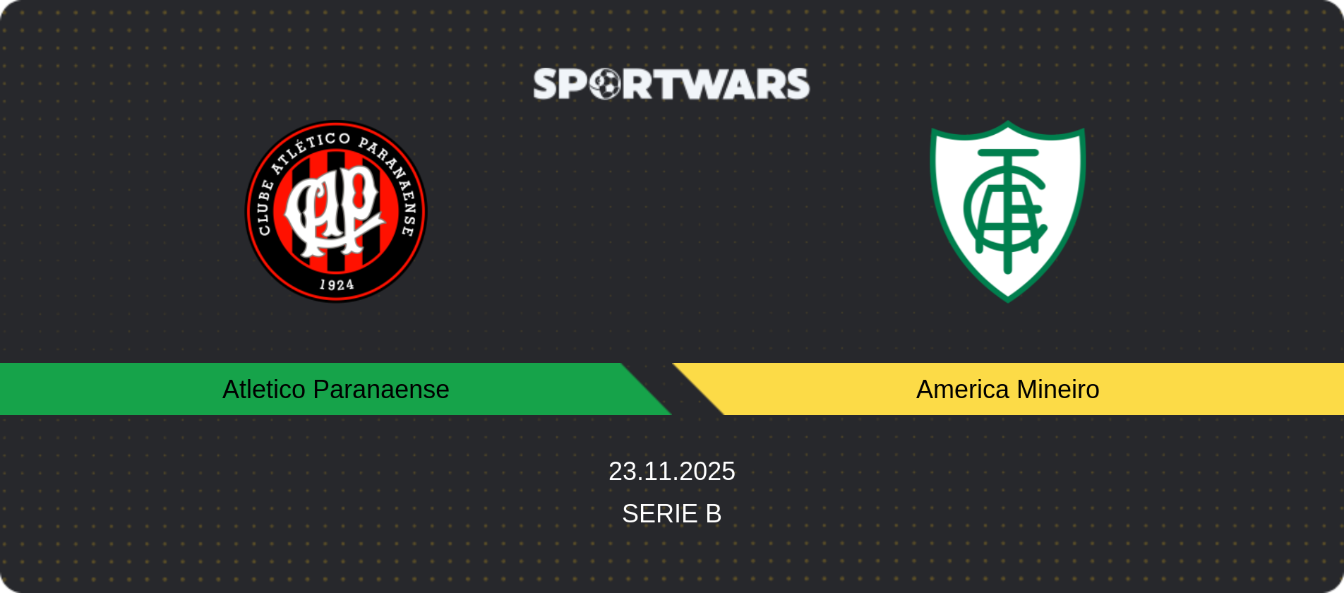Match prediction Atletico Paranaense — America Mineiro, Serie B, 23.11.2025