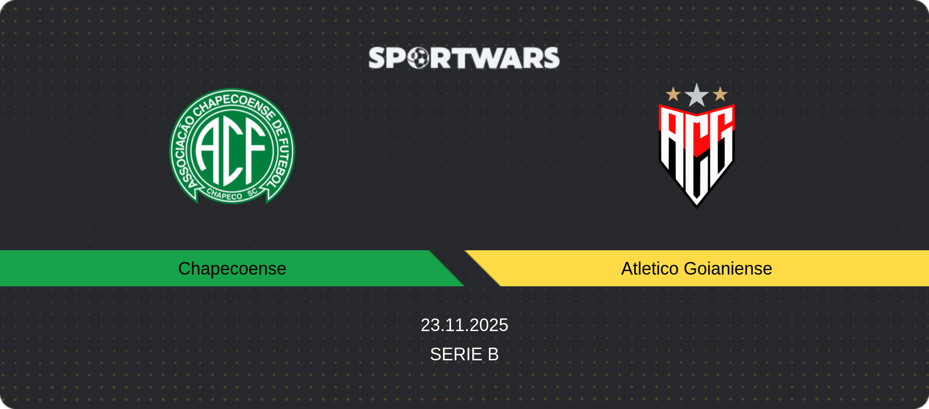 Match prediction Chapecoense — Atletico Goianiense, Serie B, 23.11.2025