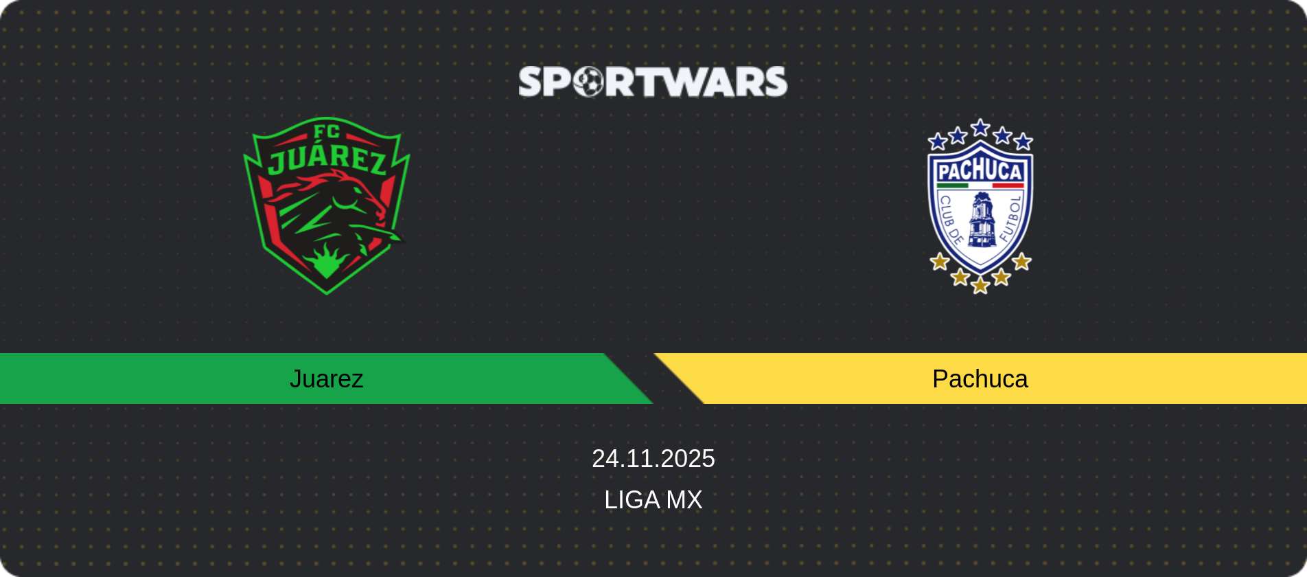 Match prediction Juarez — Pachuca, Liga MX, 24.11.2025