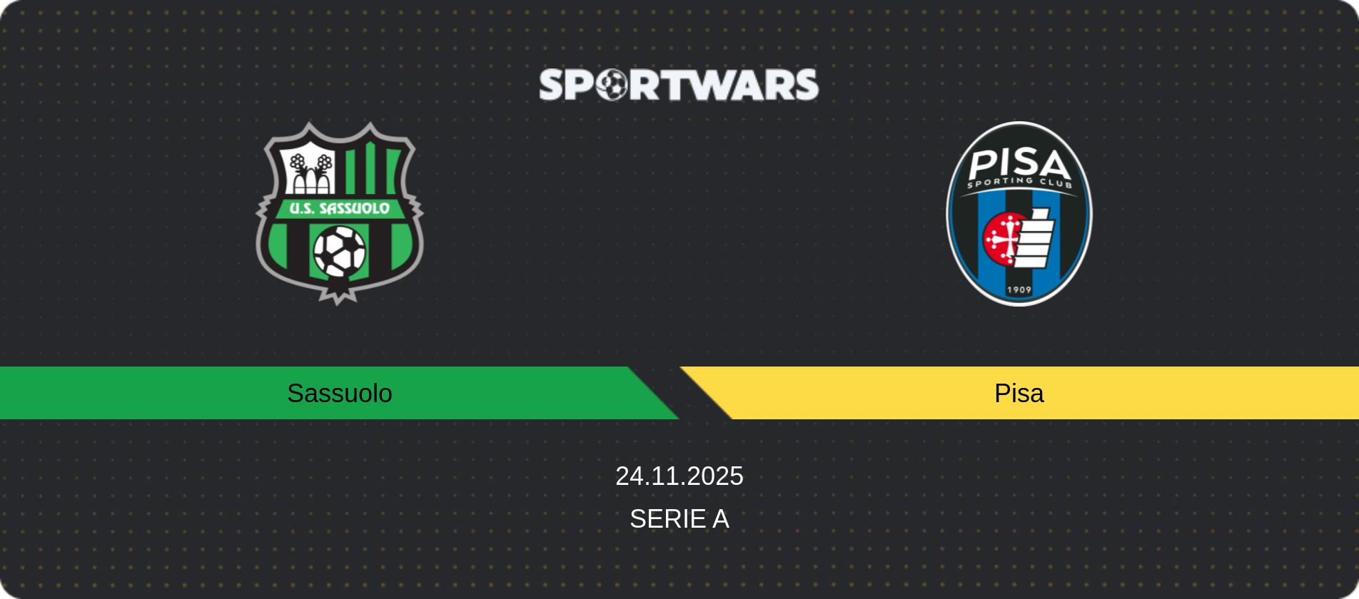 Match prediction Sassuolo — Pisa, Serie A, 24.11.2025