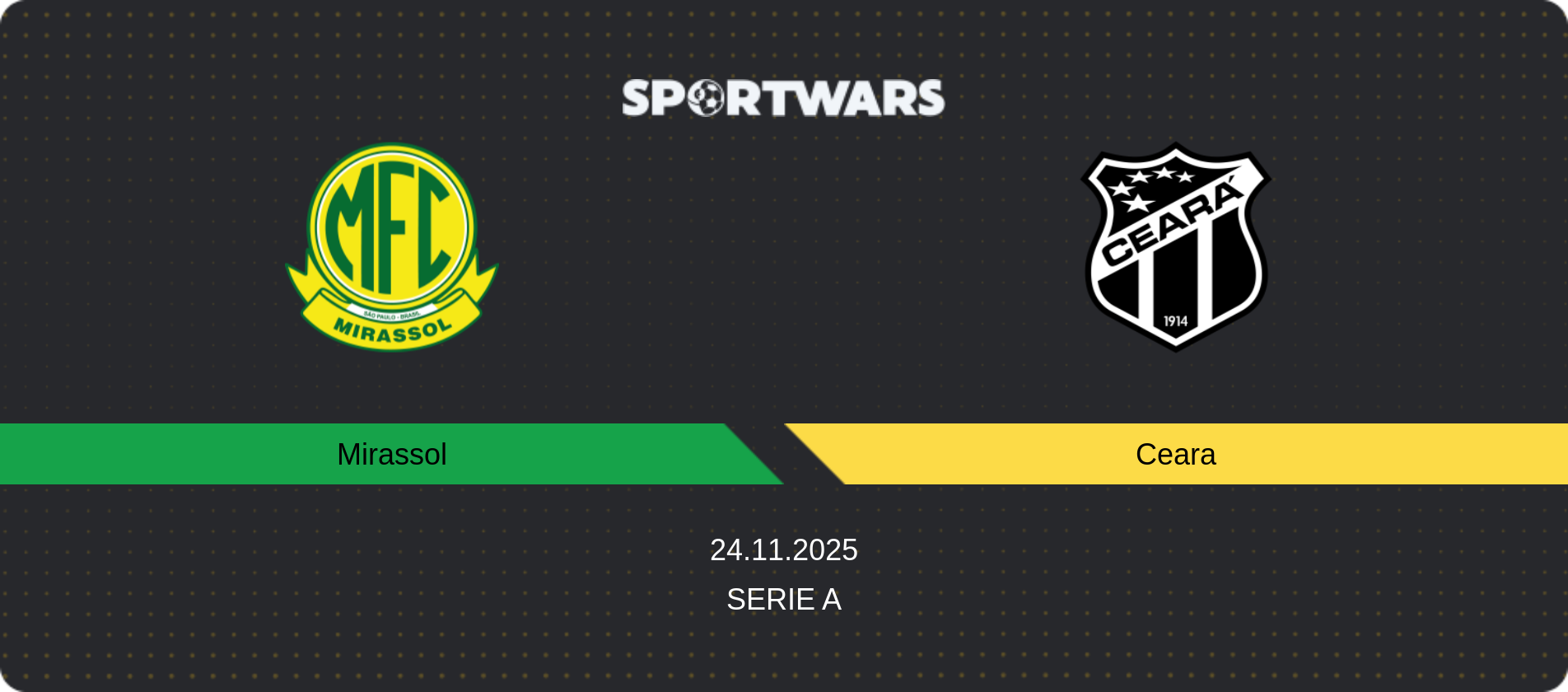 Match prediction Mirassol — Ceara, Serie A, 24.11.2025