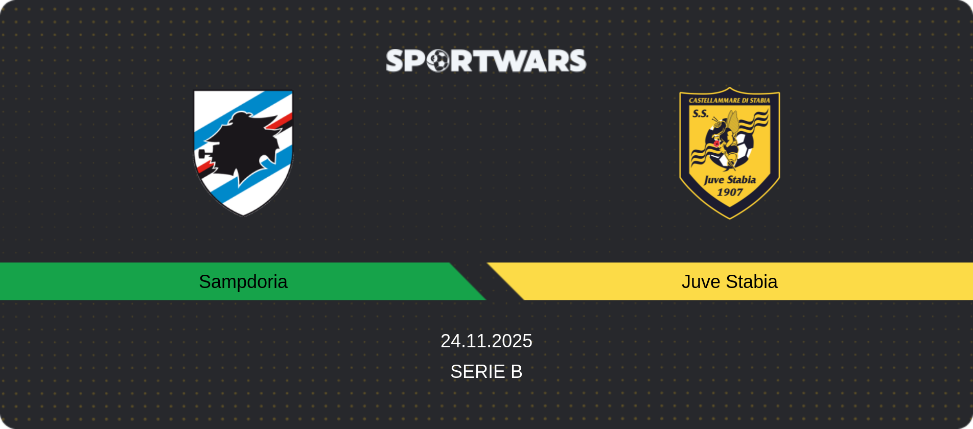 Match prediction Sampdoria — Juve Stabia, Serie B, 24.11.2025