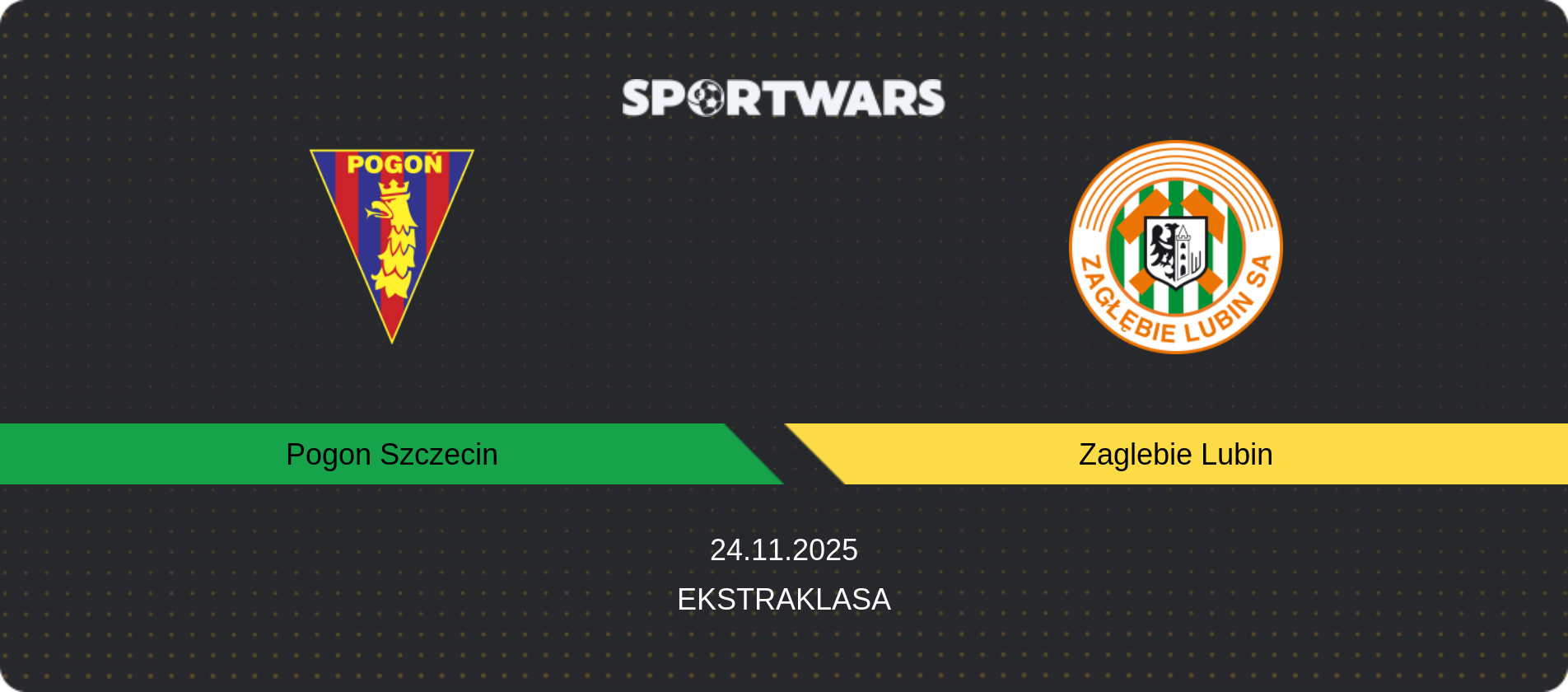 Match prediction Pogon Szczecin — Zaglebie Lubin, Ekstraklasa, 24.11.2025