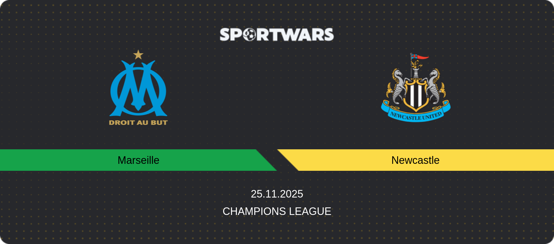 Match prediction Marseille — Newcastle, Champions League, 25.11.2025
