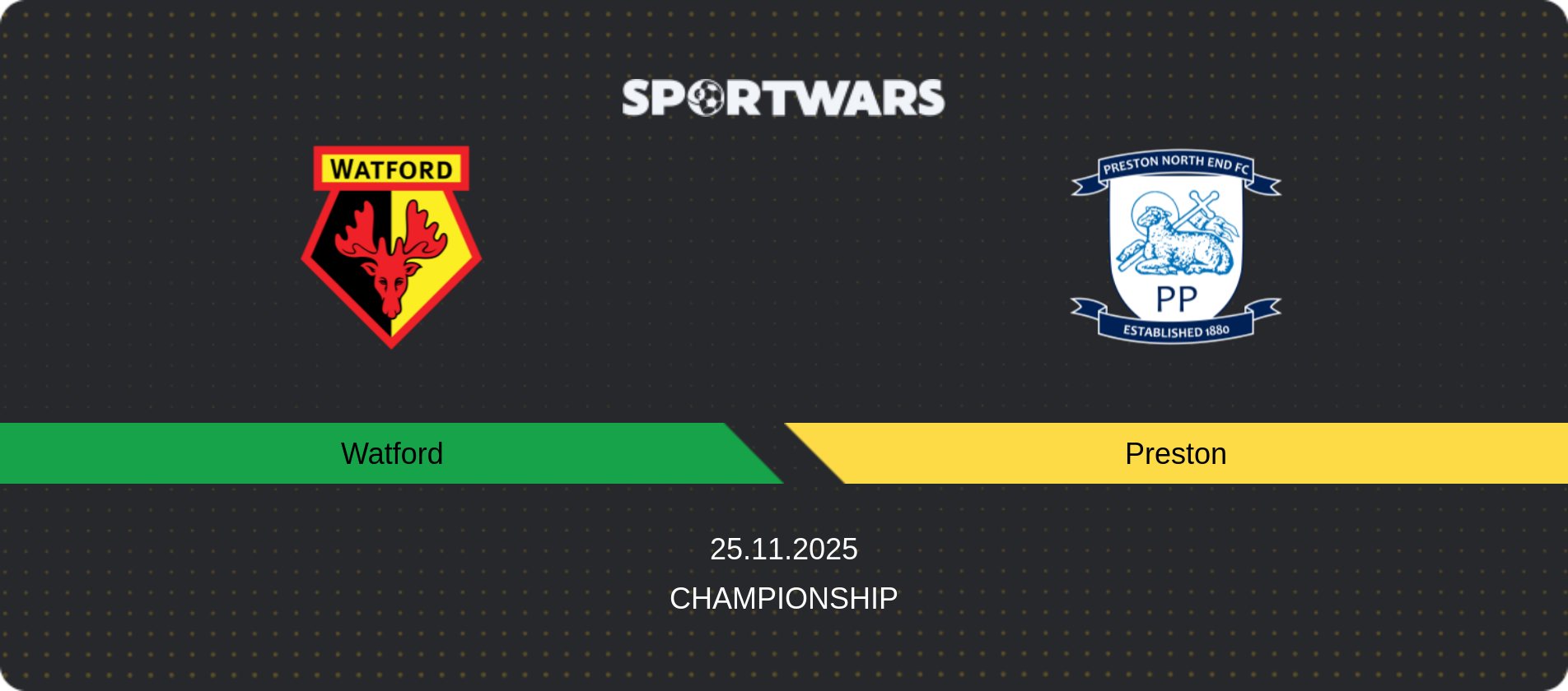 Match prediction Watford — Preston, Championship, 25.11.2025