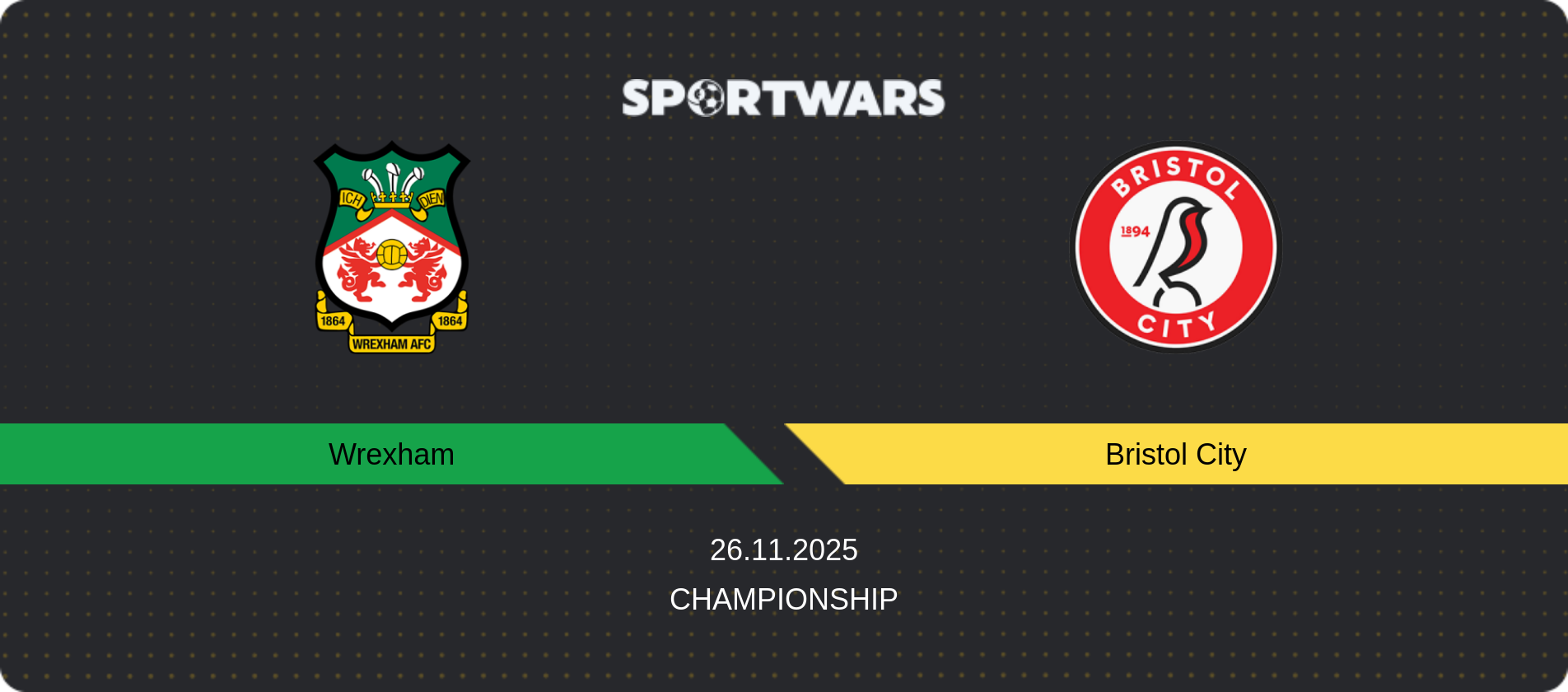 Match prediction Wrexham — Bristol City, Championship, 26.11.2025