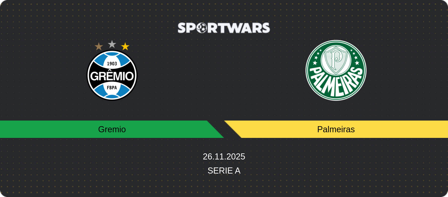 Match prediction Gremio — Palmeiras, Serie A, 26.11.2025