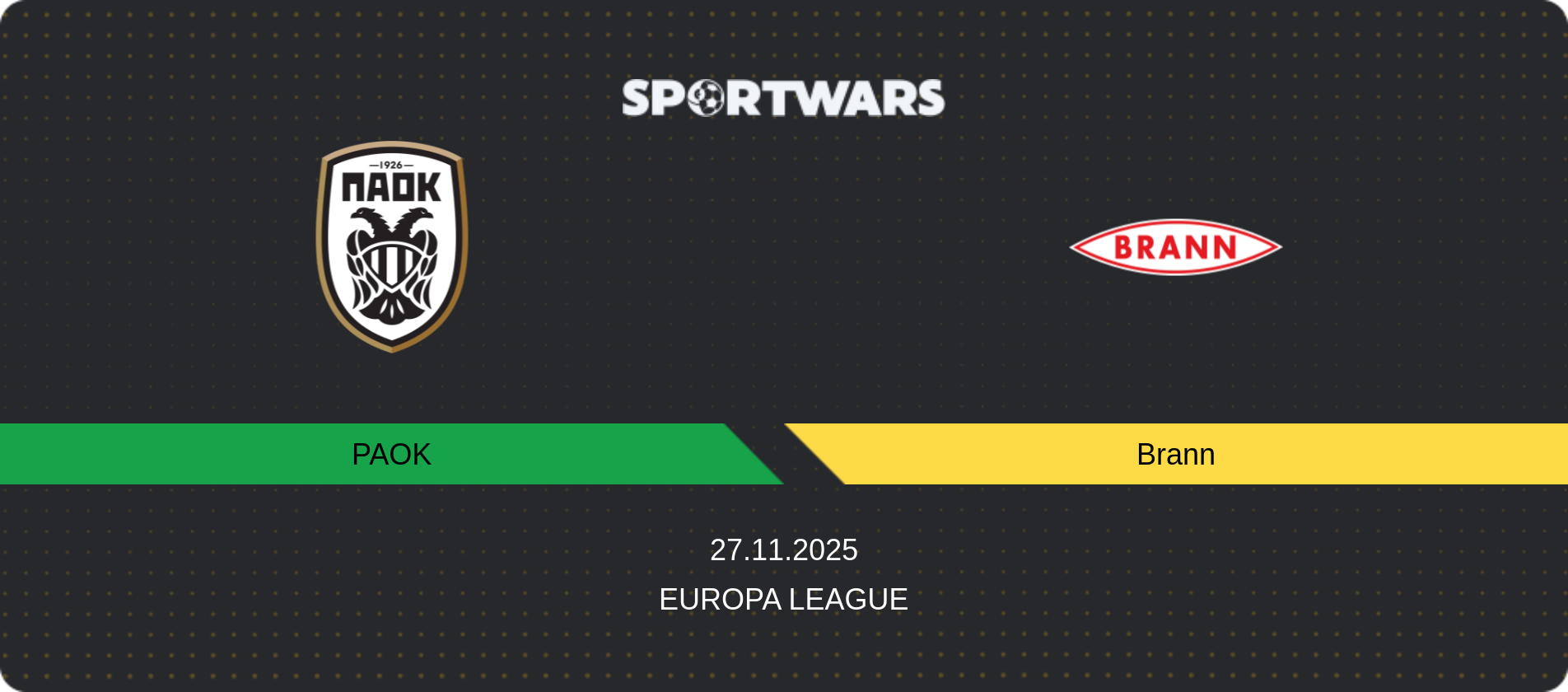 Match prediction PAOK — Brann, Europa League, 27.11.2025