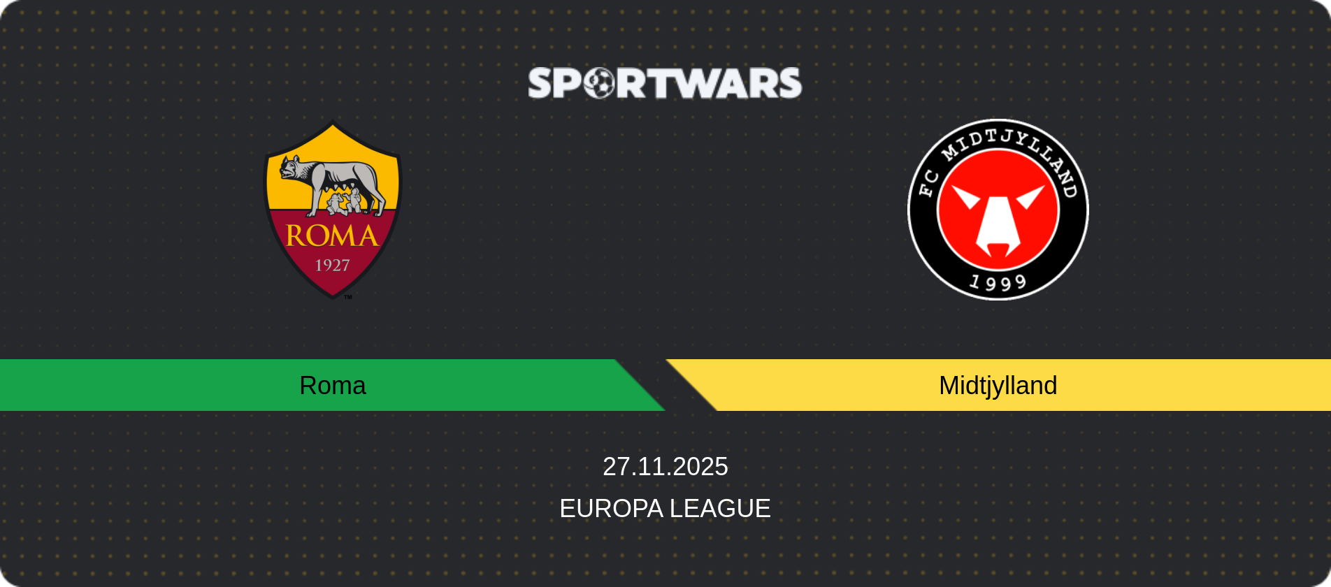 Match prediction Roma — Midtjylland, Europa League, 27.11.2025