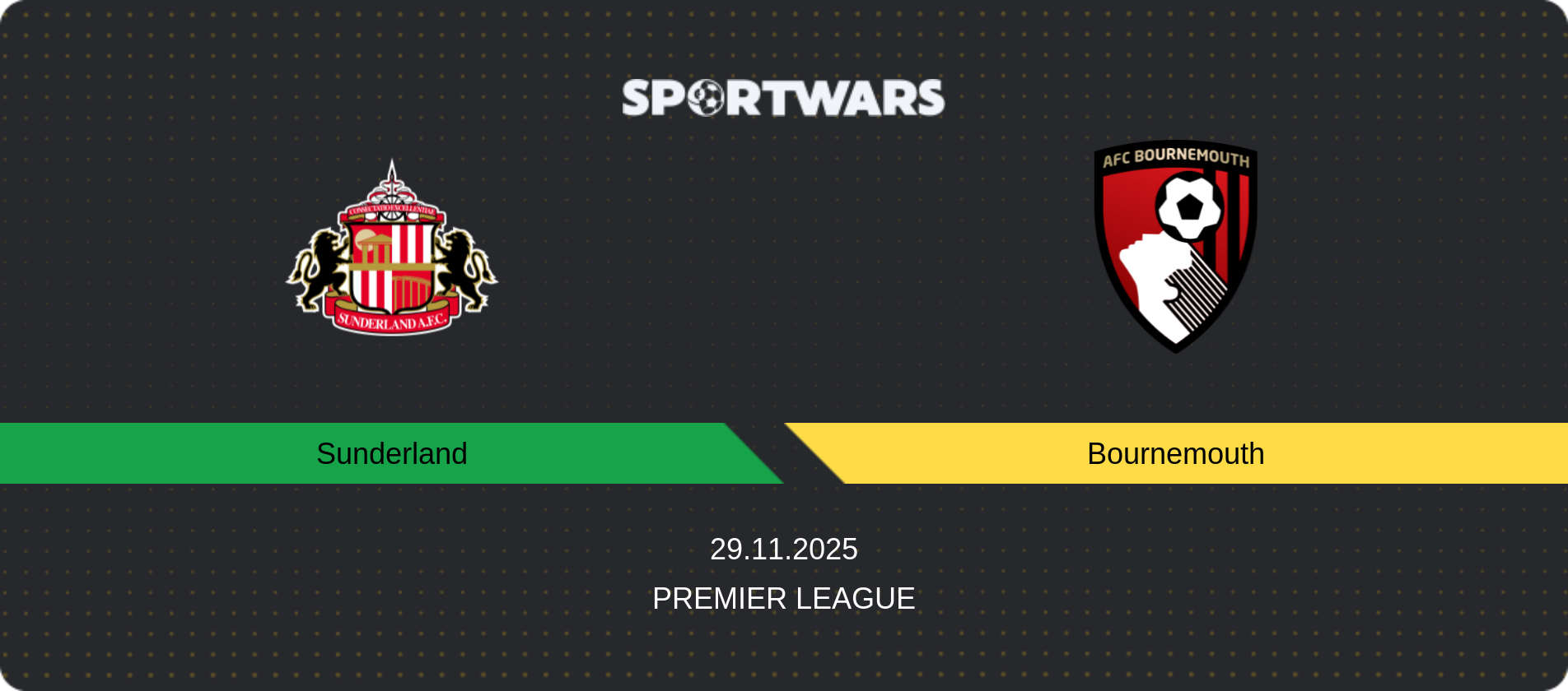 Match prediction Sunderland — Bournemouth, Premier League, 29.11.2025