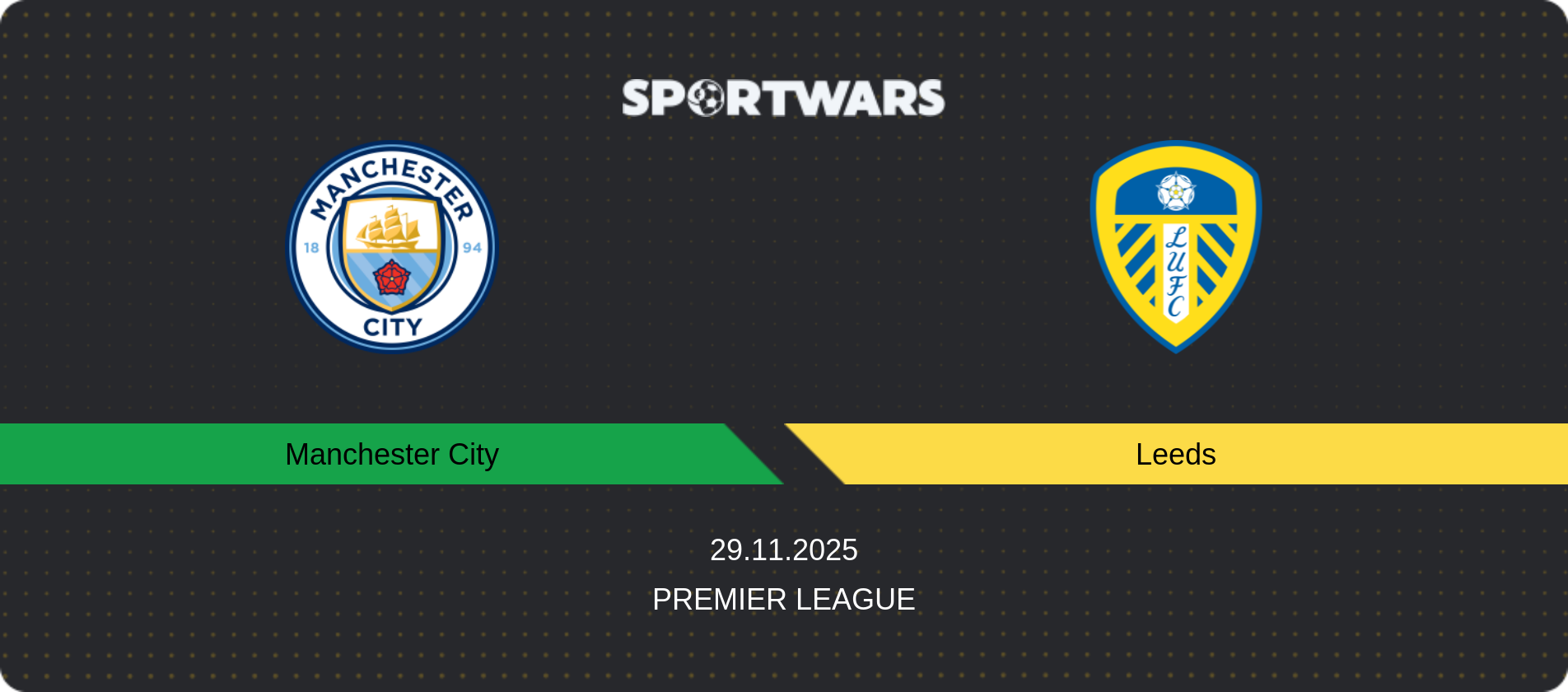 Match prediction Manchester City — Leeds, Premier League, 29.11.2025