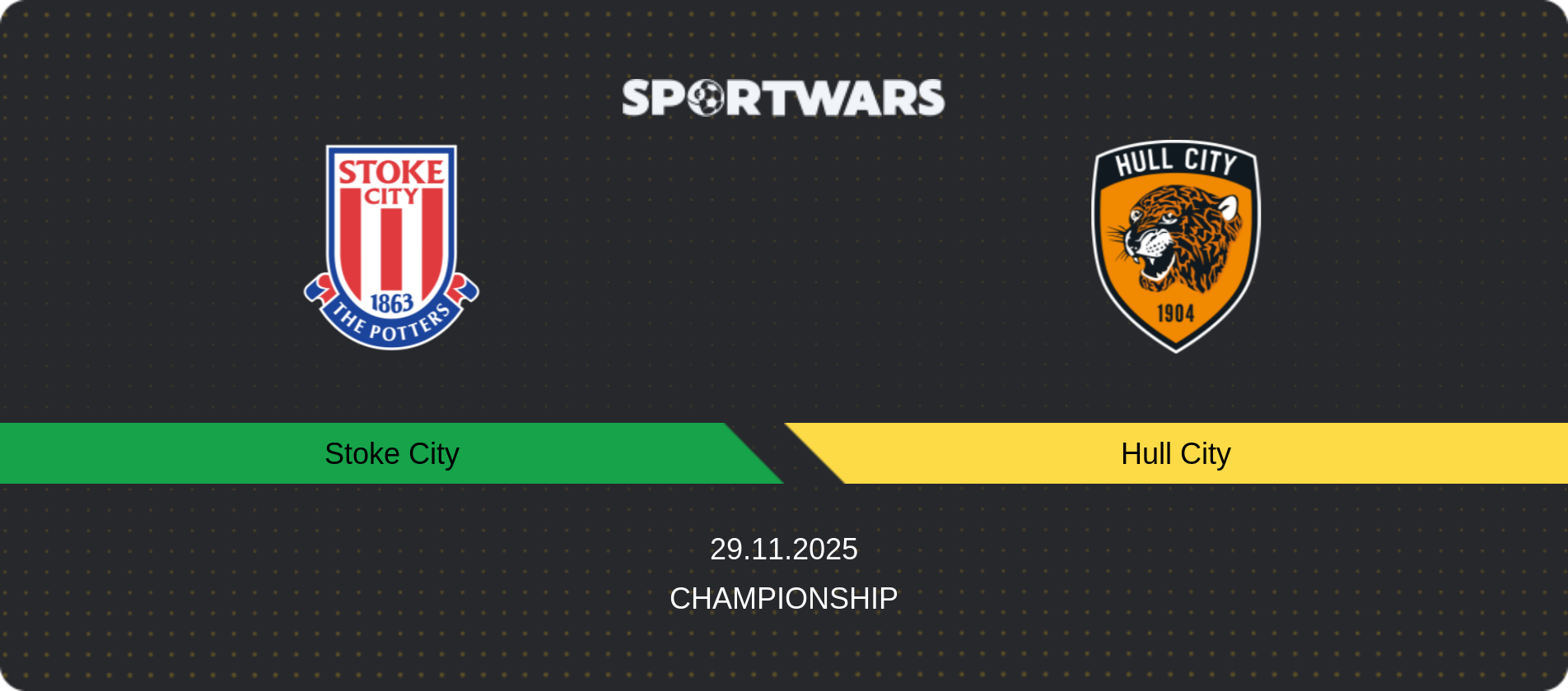 Match prediction Stoke City — Hull City, Championship, 29.11.2025