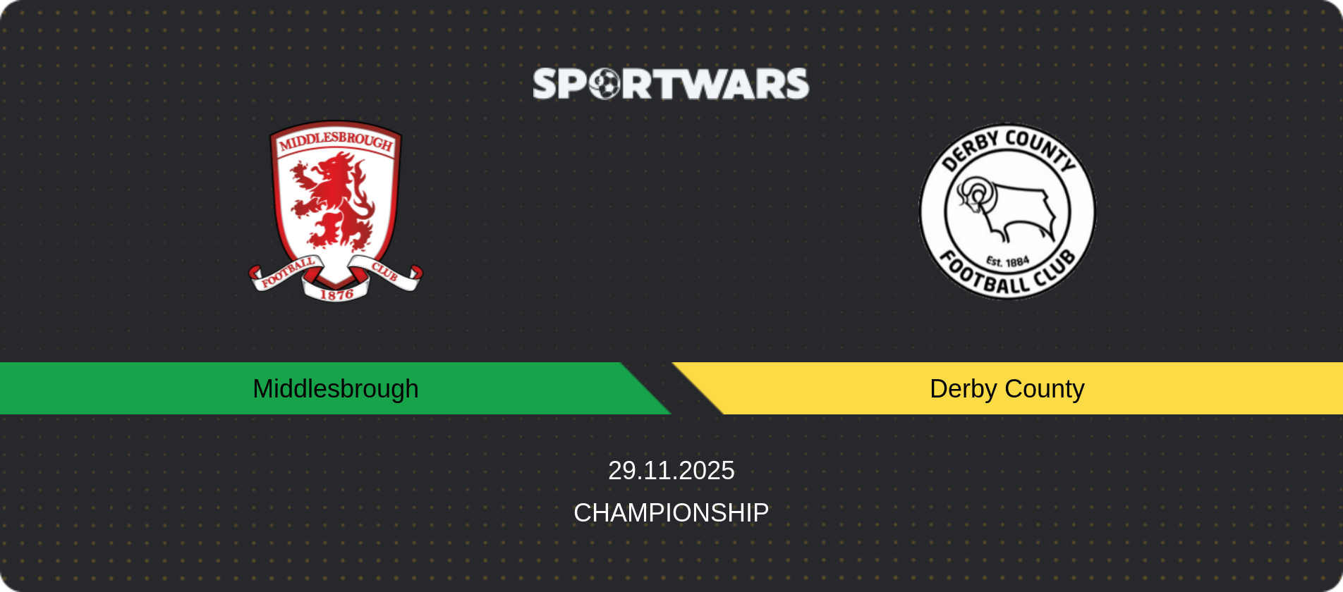 Match prediction Middlesbrough — Derby County, Championship, 29.11.2025