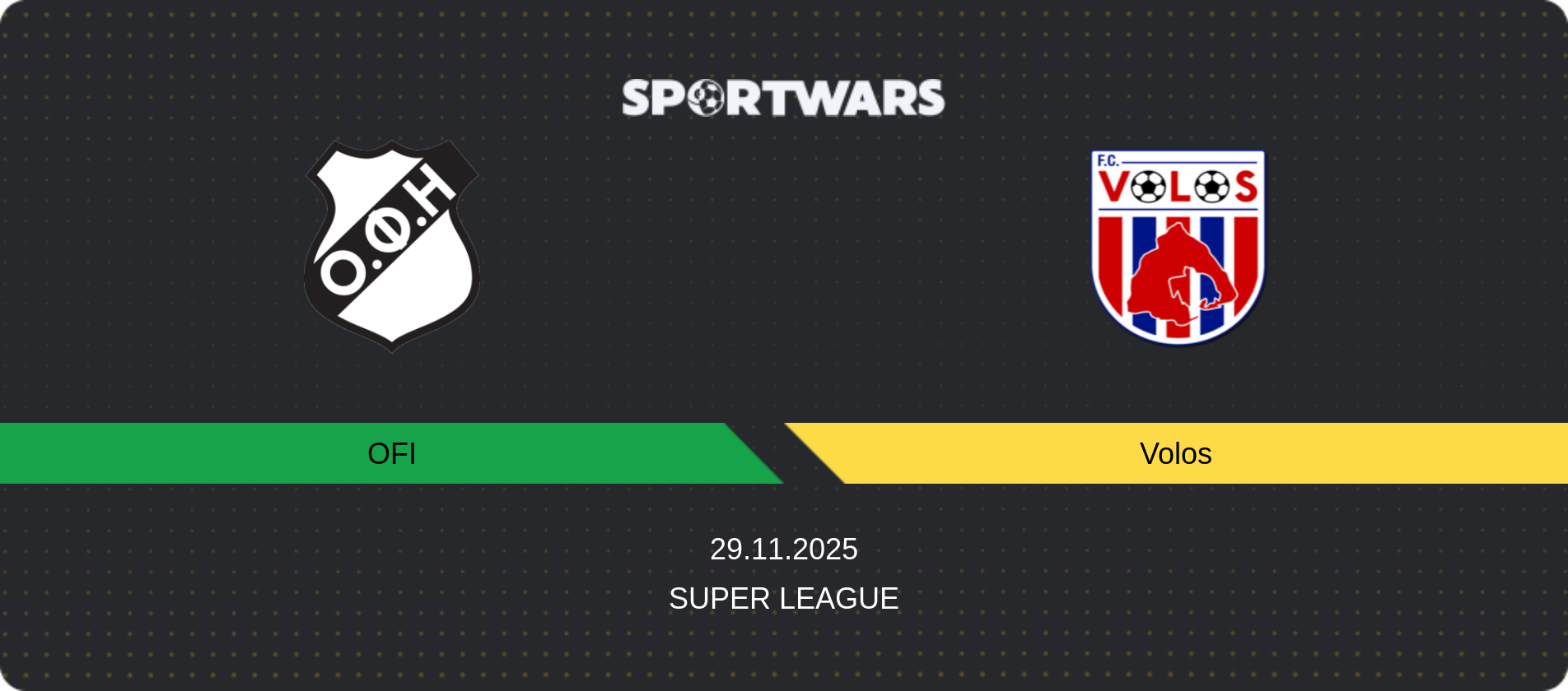 Match prediction OFI — Volos, Super League, 29.11.2025