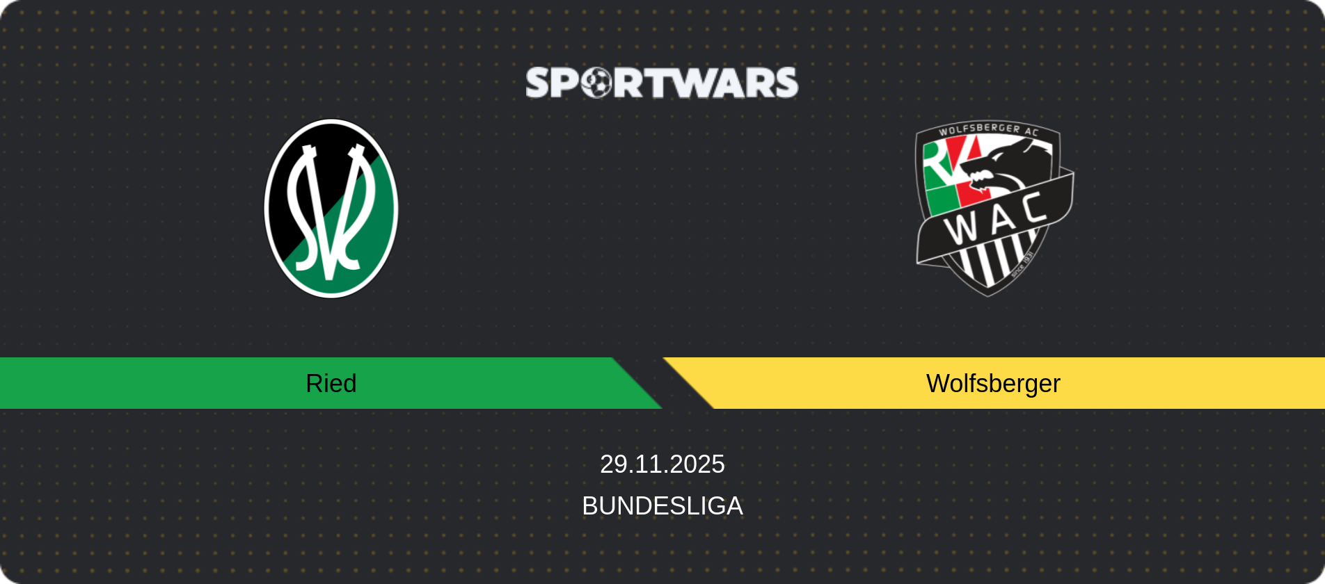 Match prediction Ried — Wolfsberger, Bundesliga, 29.11.2025