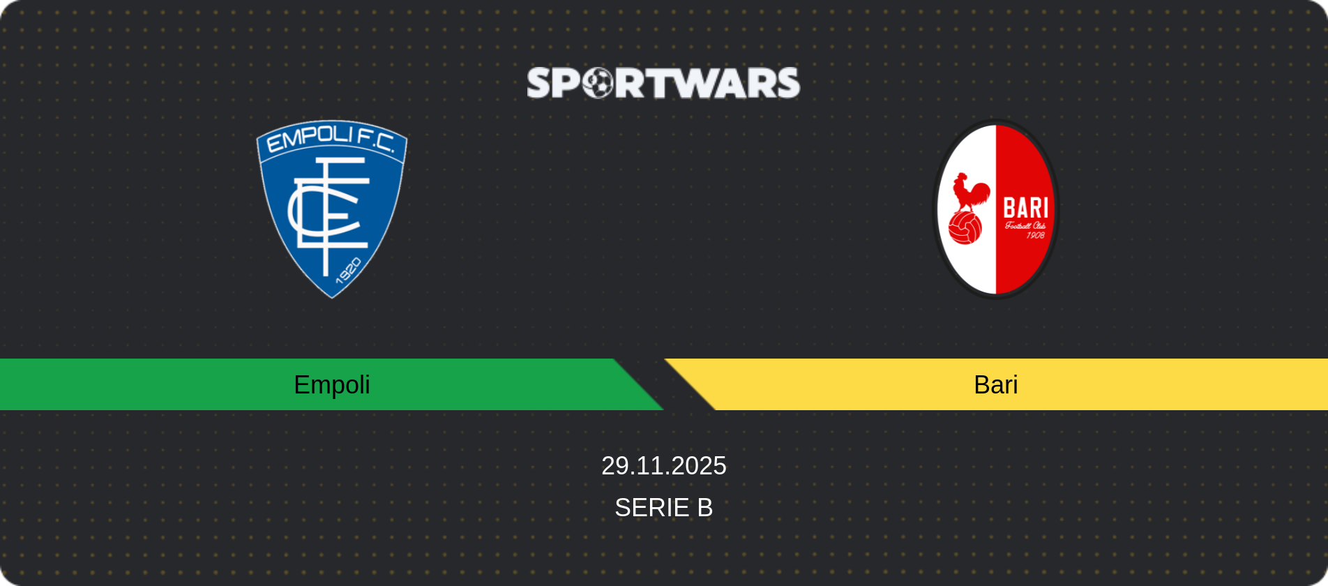 Match prediction Empoli — Bari, Serie B, 29.11.2025